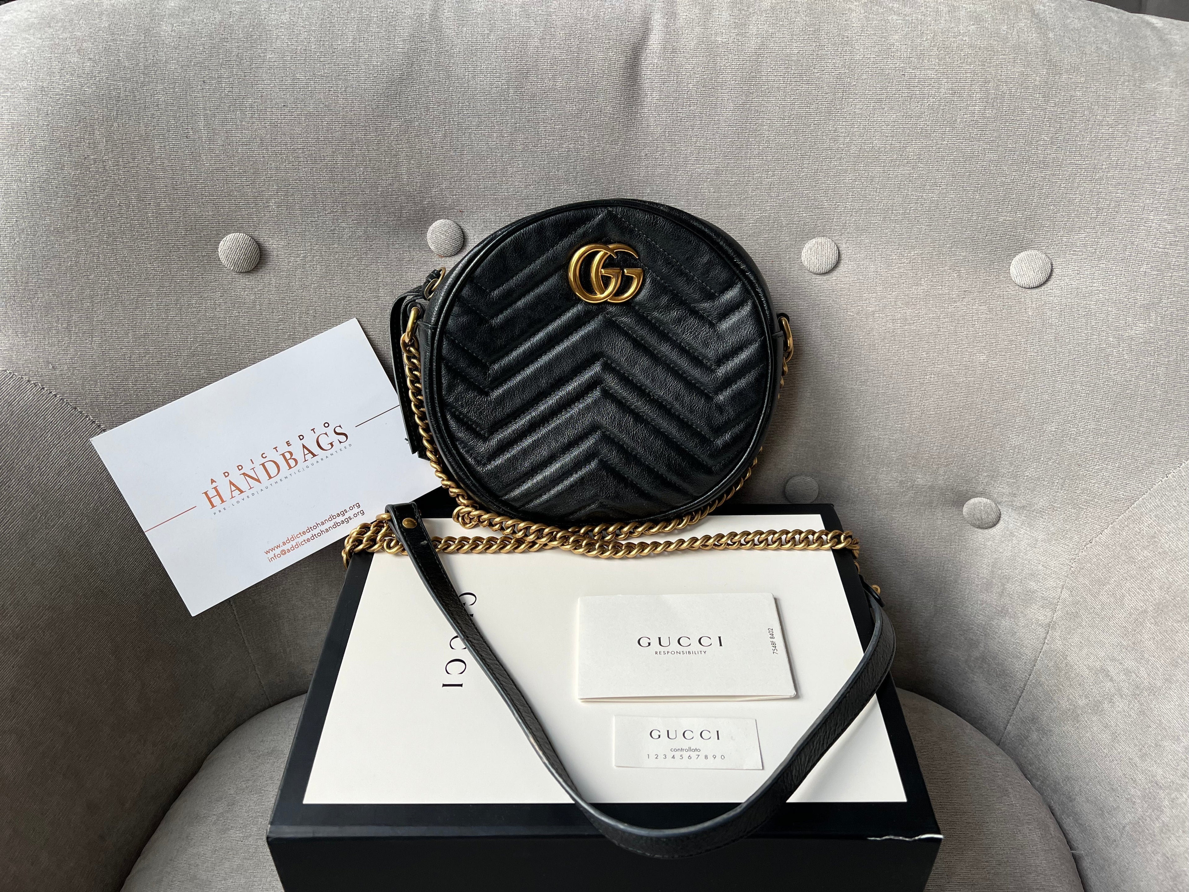 Gucci GG Round Black Marmont Small Shoulder Bag
