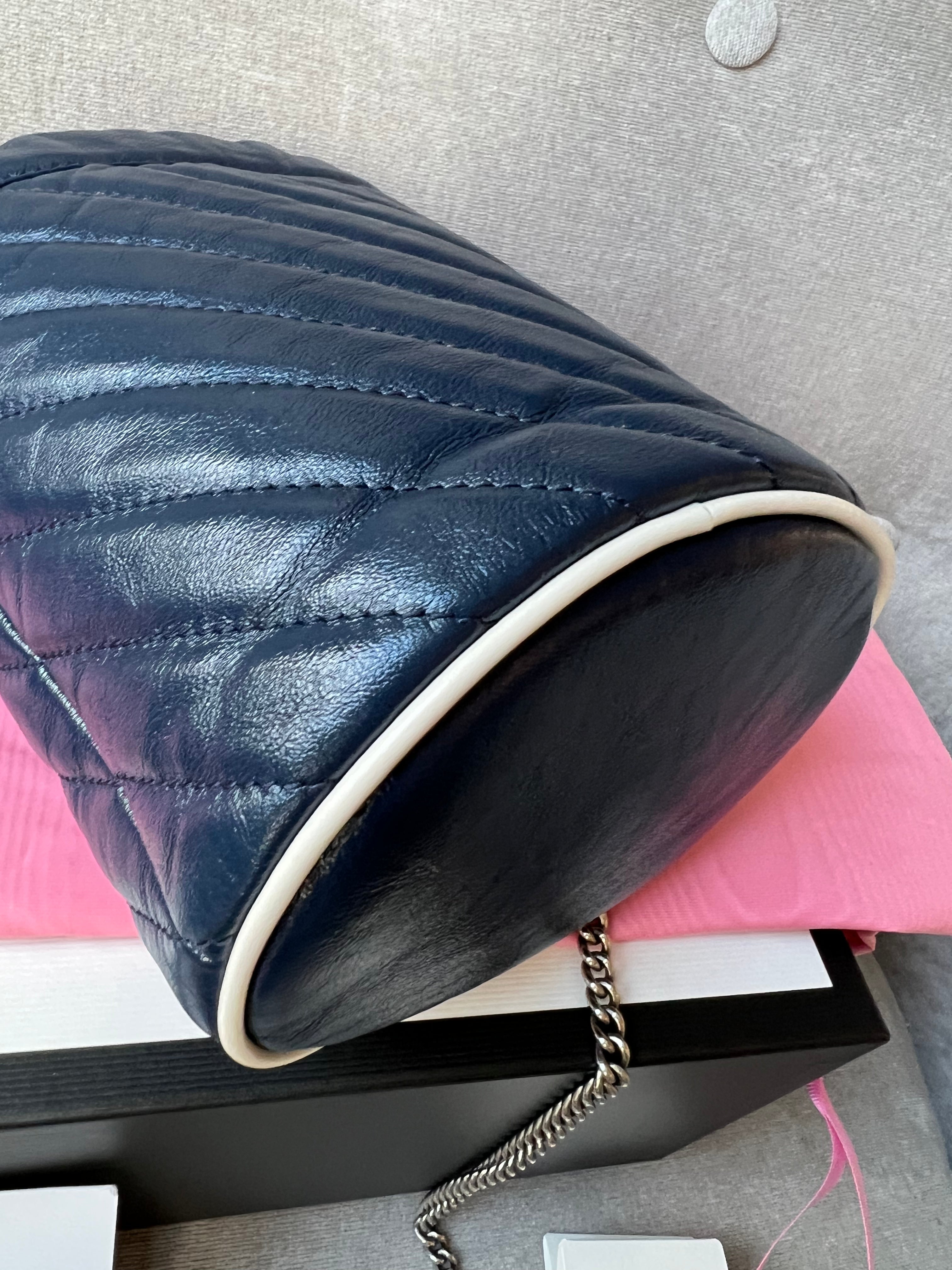 Gucci GG Navy Torchon Marmont GG Mini Bucket Bag