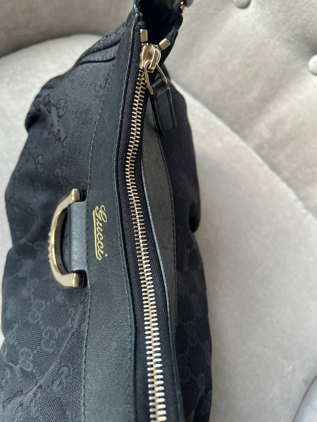 Gucci GG Canvas Small Black Abbey D Ring Hobo