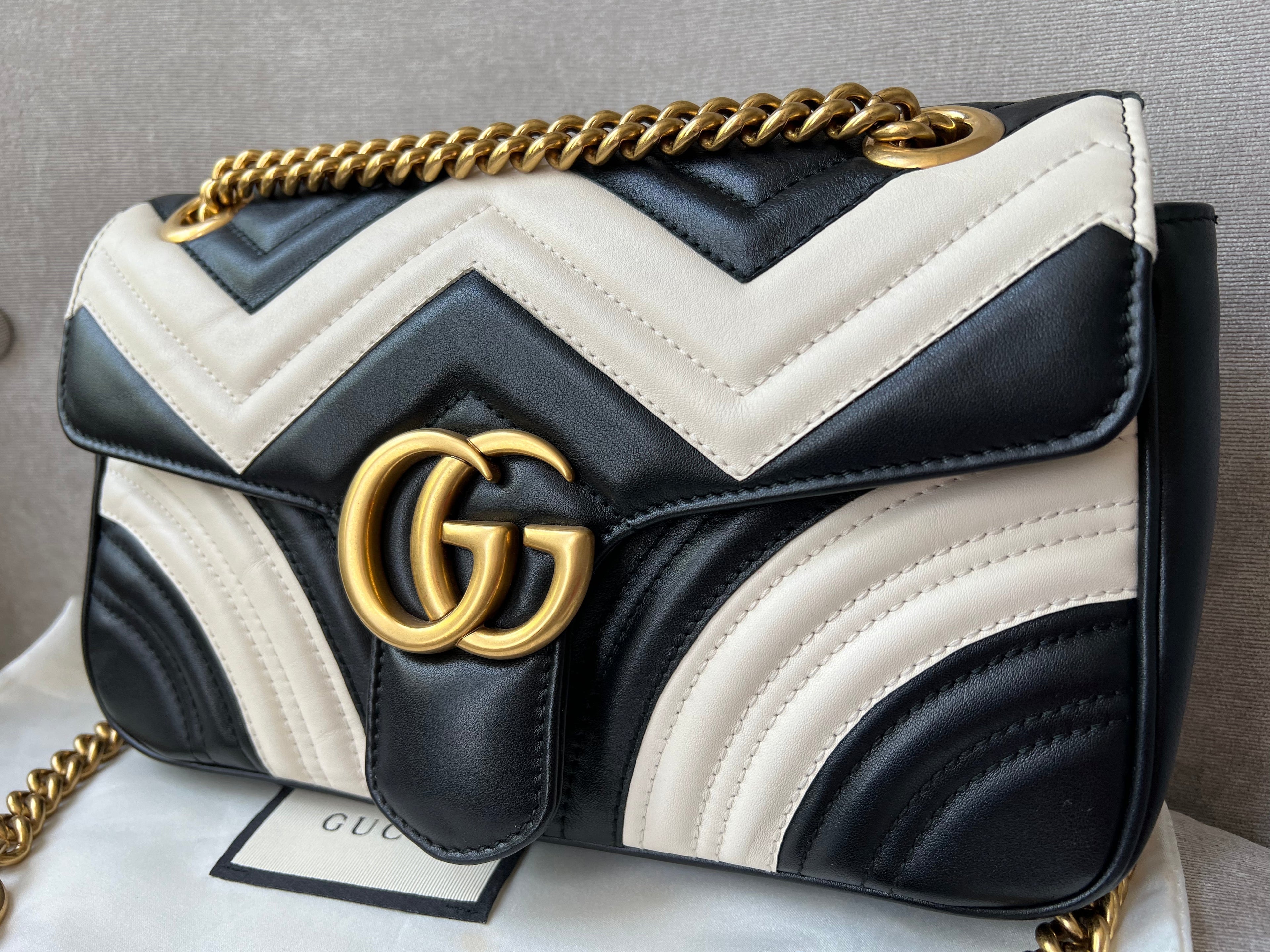Gucci GG Black and White Marmont Small Shoulder Bag (RRP £1800)