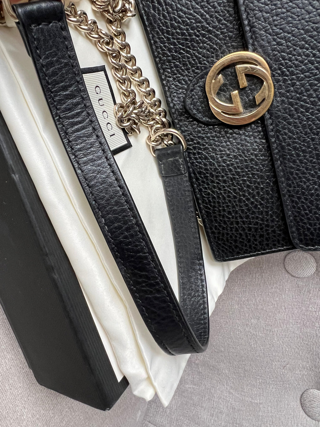 Gucci Black Interlocking Chain Wallet