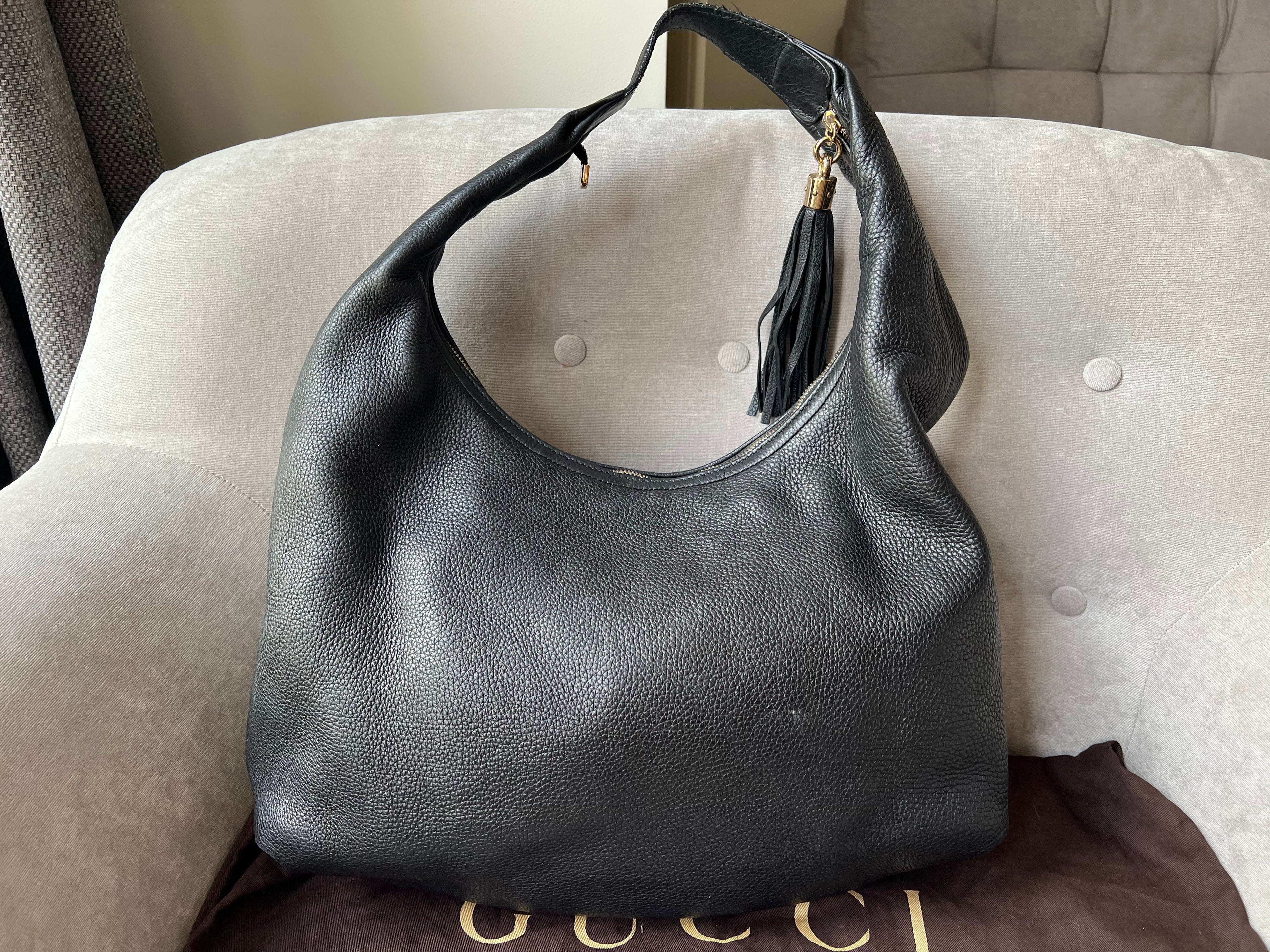 Gucci Soho Large Hobo in Black Pebbled Calfskin