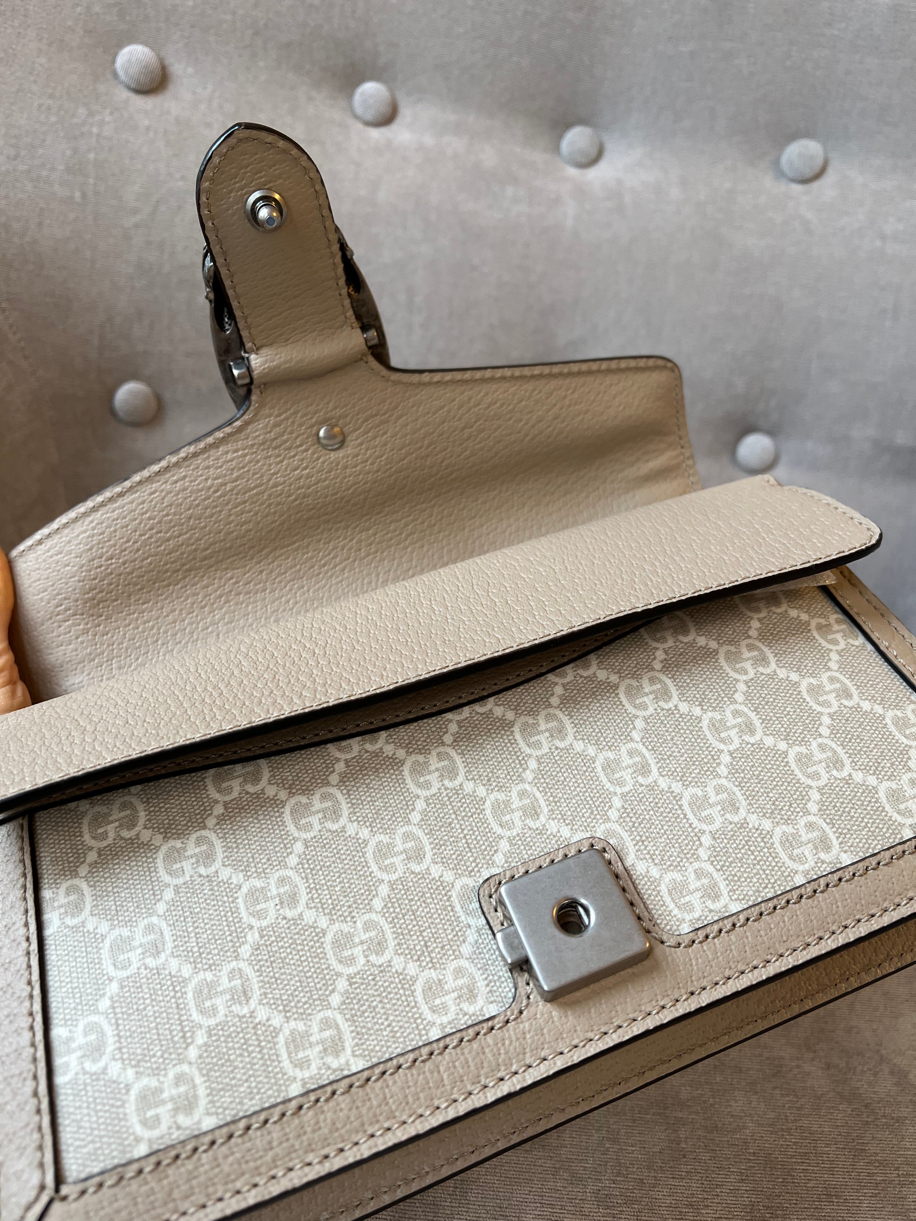 Gucci Dionysus GG Small Shoulder Bag in White and Beige Canvas (RRP £2,130)