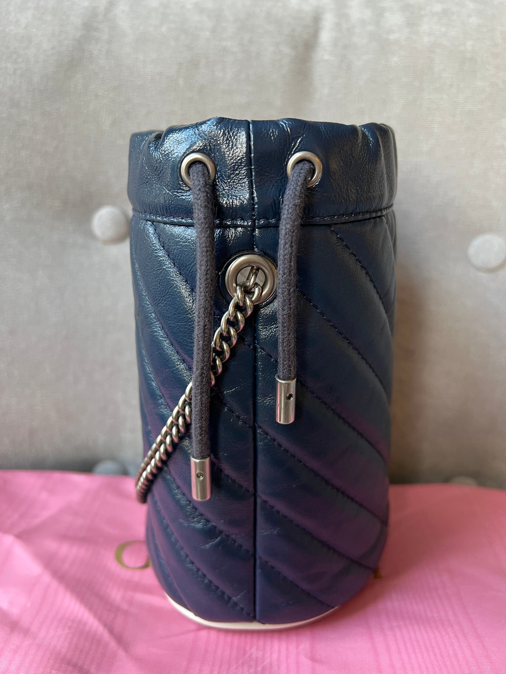 Gucci GG Navy Torchon Marmont GG Mini Bucket Bag