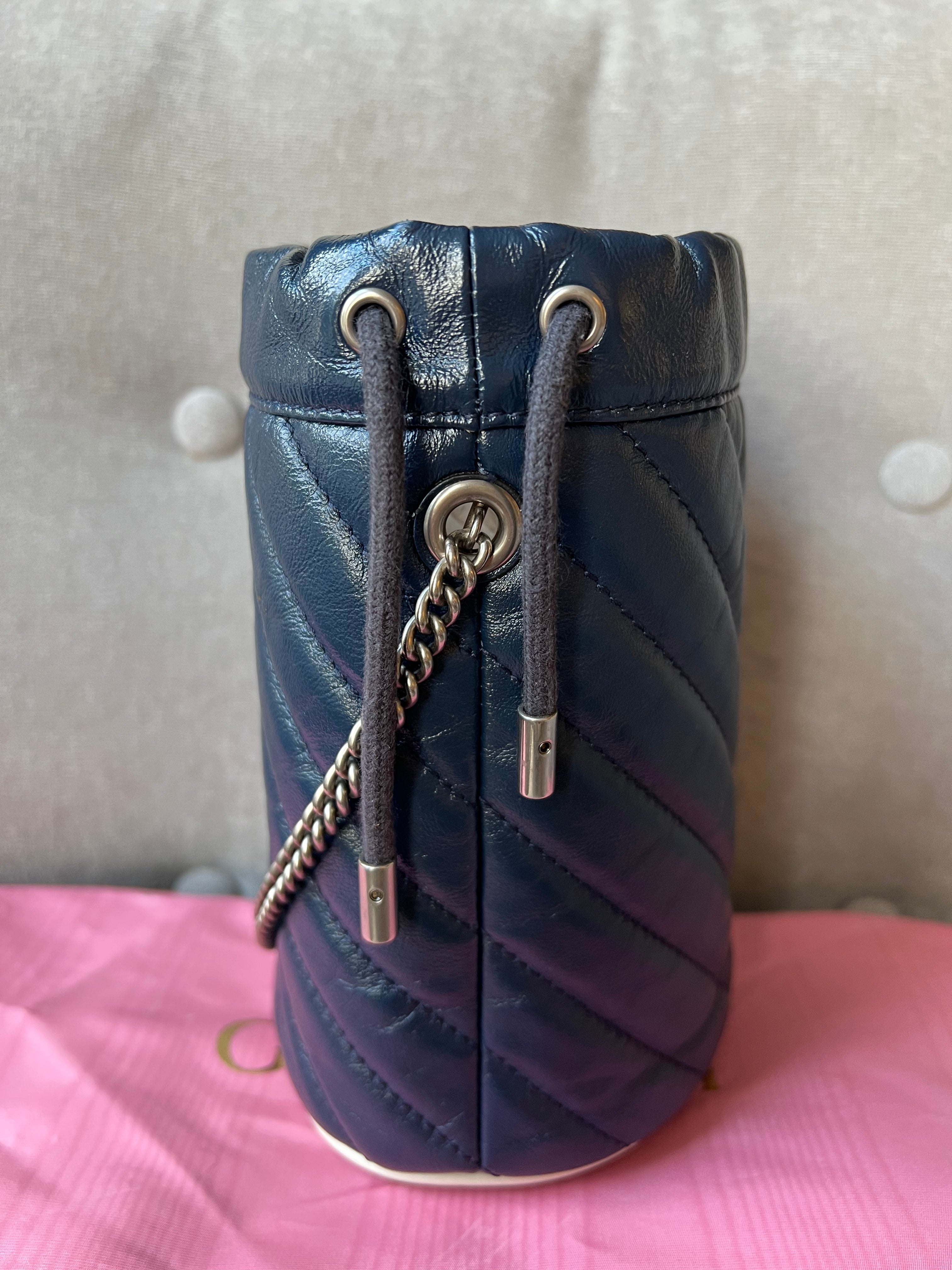 Gucci GG Navy Torchon Marmont GG Mini Bucket Bag