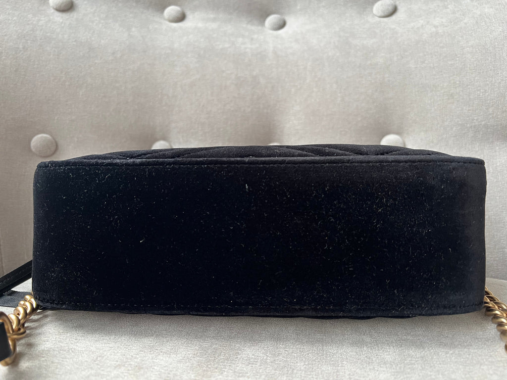 Gucci GG Black Velvet Marmont Small Shoulder Bag