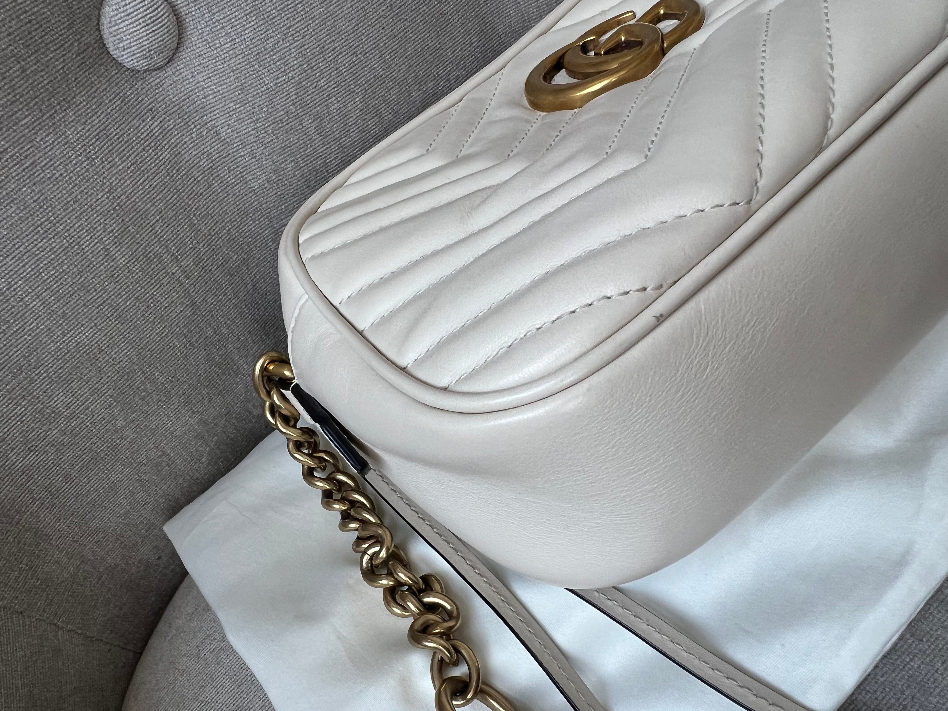 Gucci GG White Marmont Small Shoulder Bag