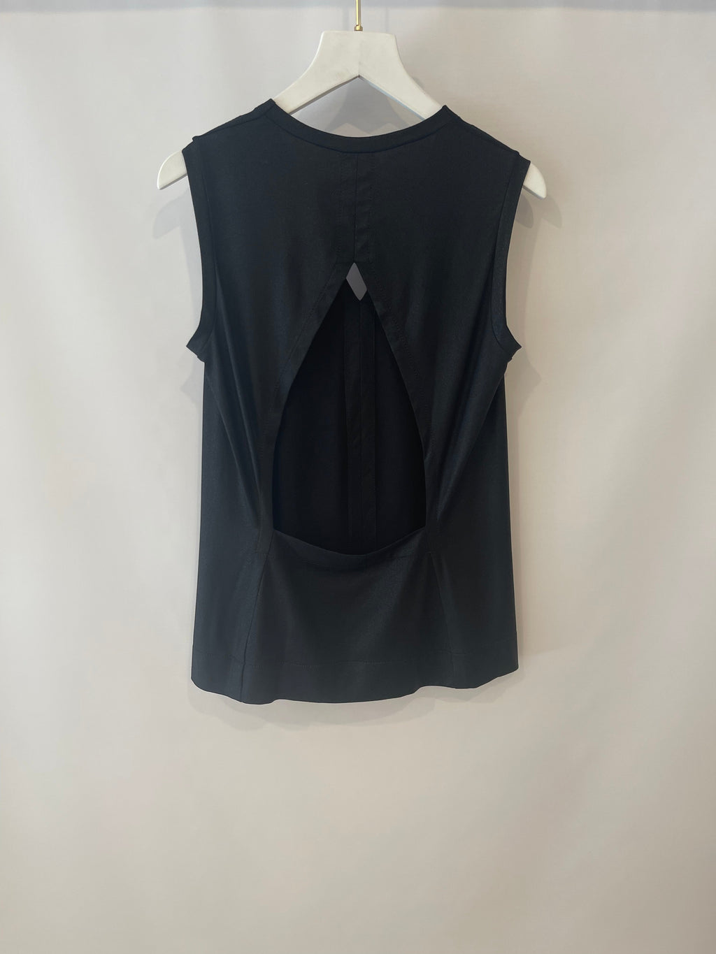 Gucci Black Shirt with Open Back and Small Black Gucci Logo Detail Size Small (UK 8)