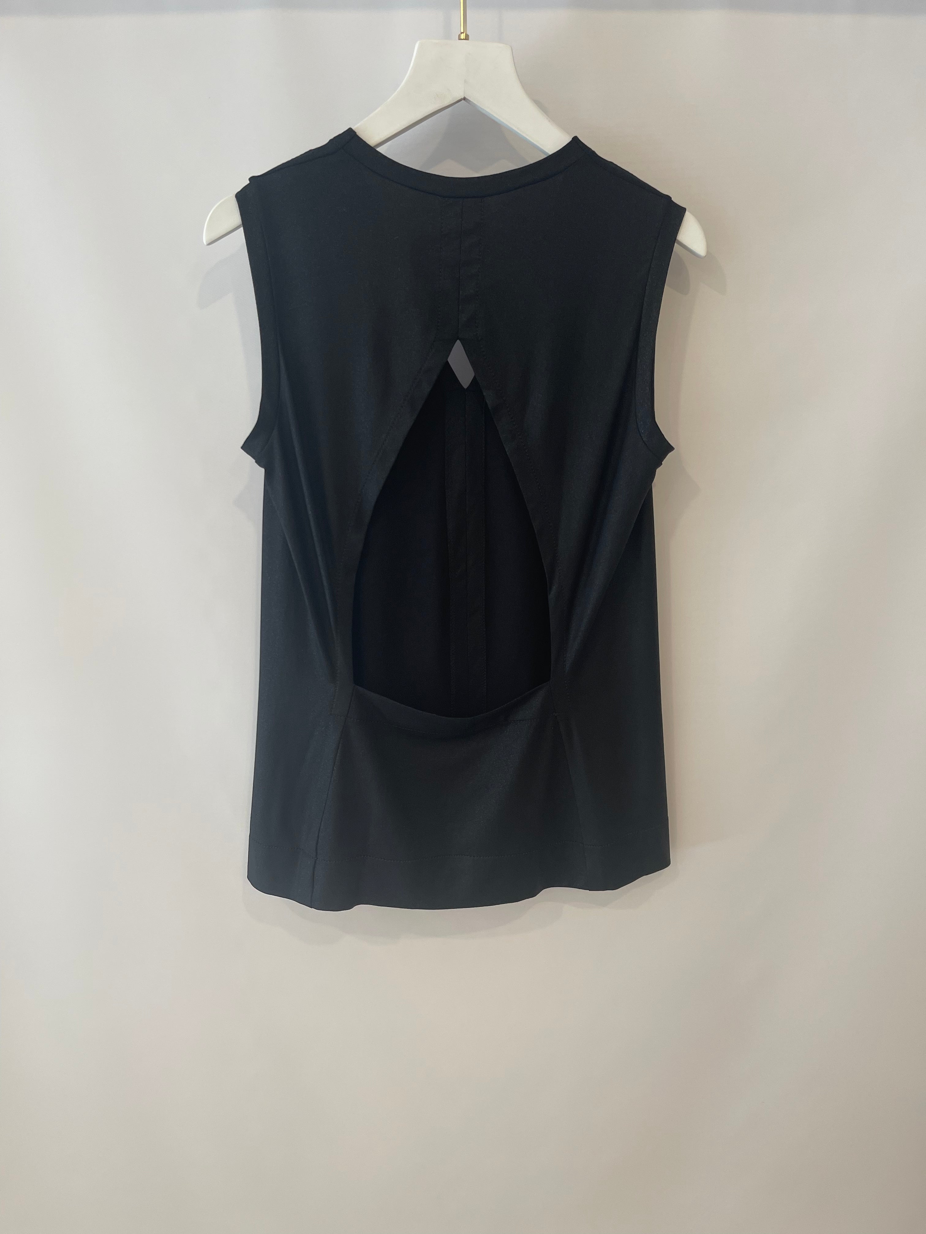 Gucci Black Shirt with Open Back and Small Black Gucci Logo Detail Size Small (UK 8)