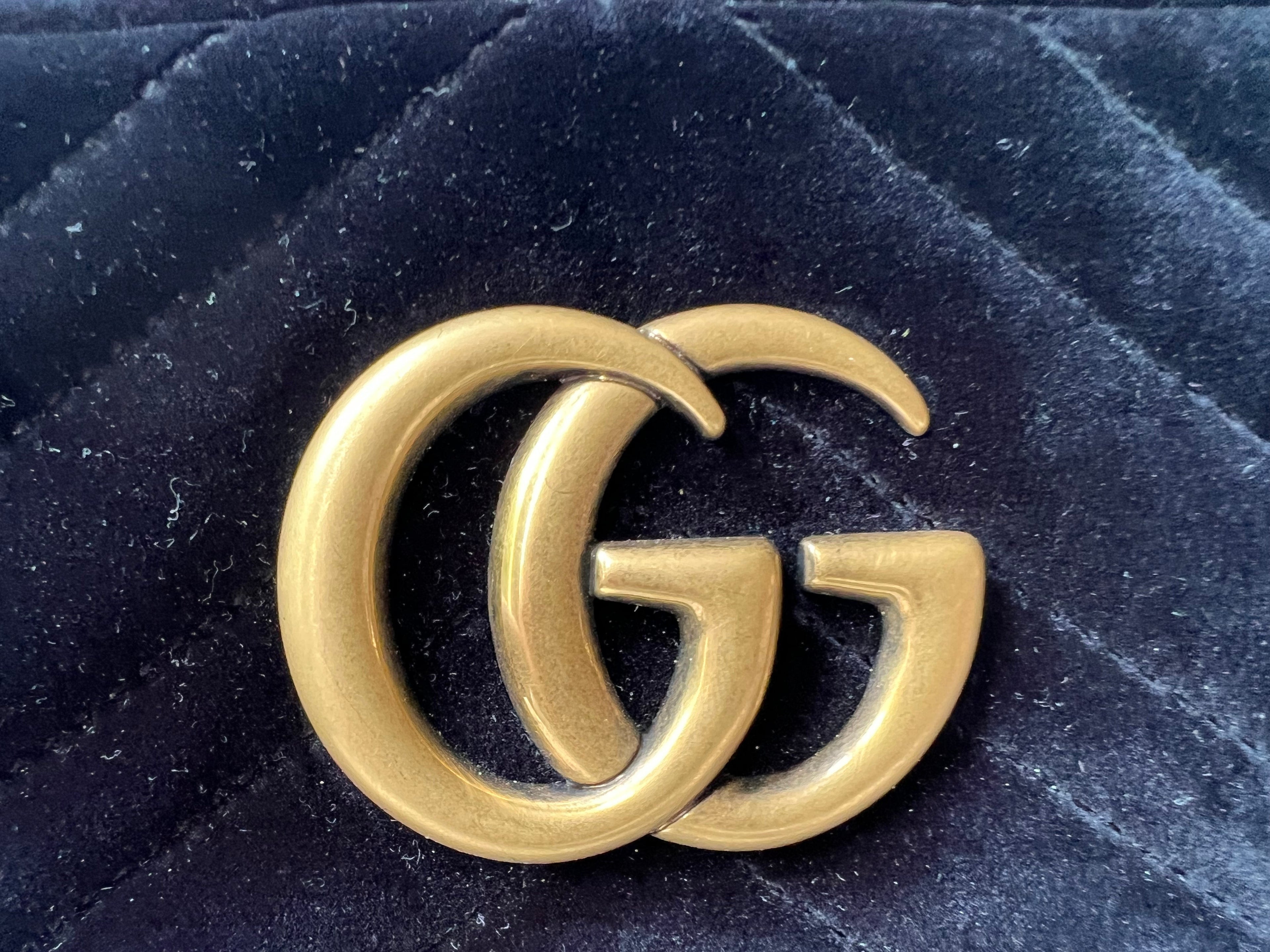 Gucci GG Black Velvet Marmont Small Shoulder Bag