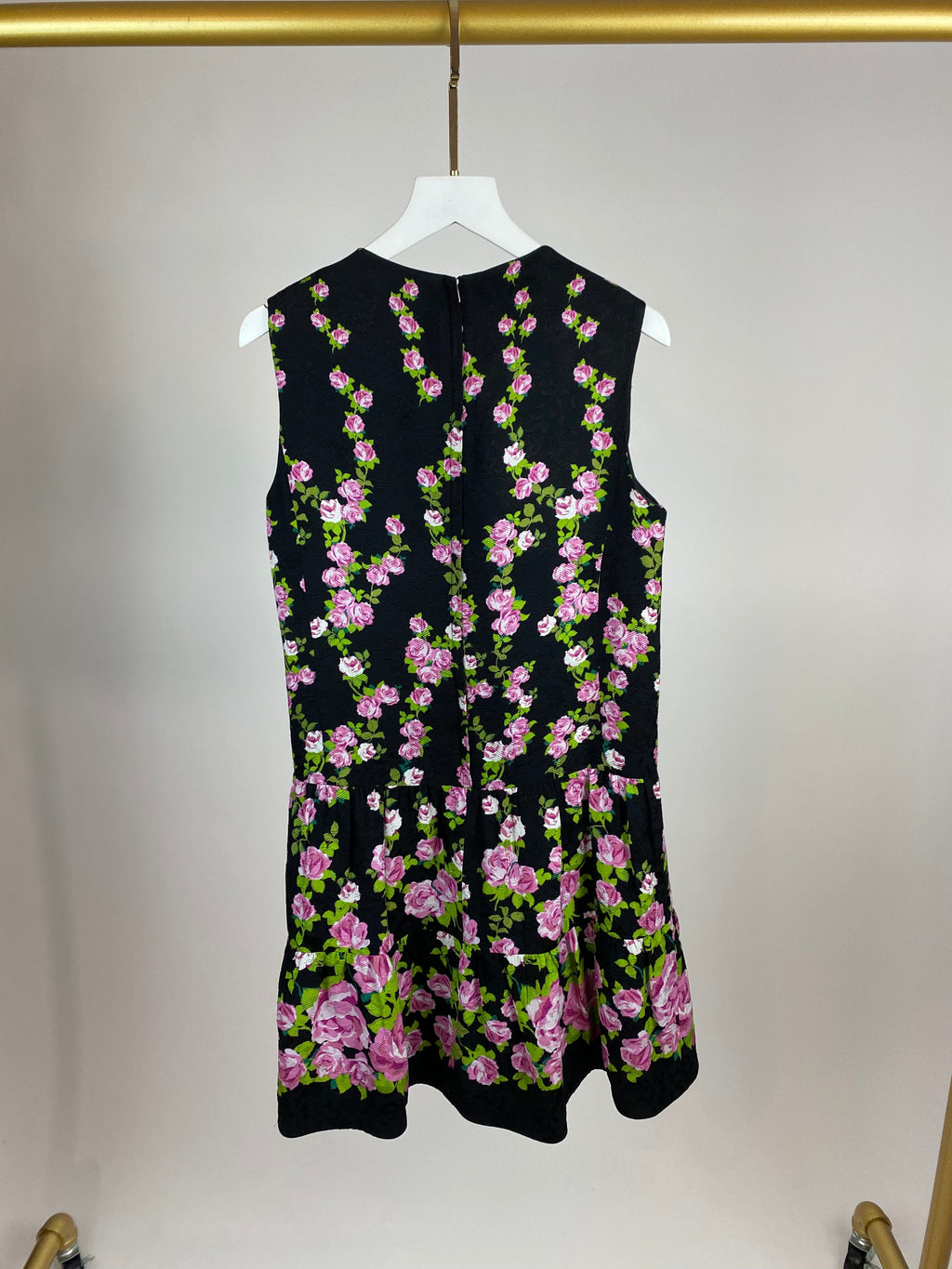 Gucci Black and Print Rose Printed Bow Dress Size IT 38 (UK 6)