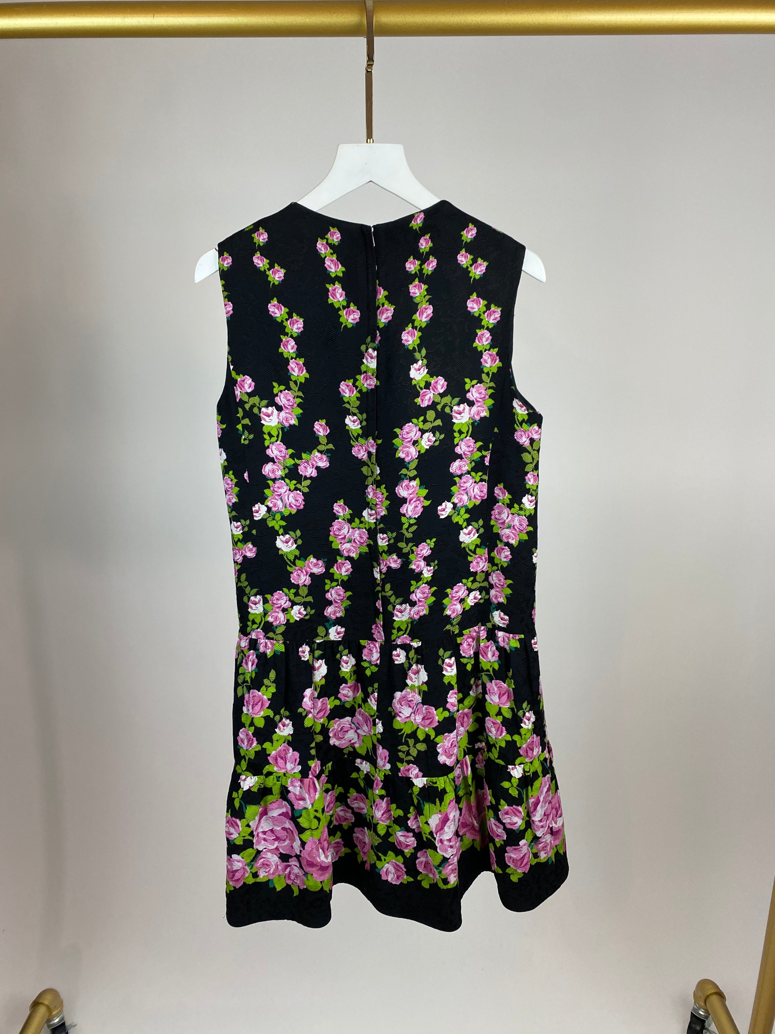 Gucci Black and Print Rose Printed Bow Dress Size IT 38 (UK 6)