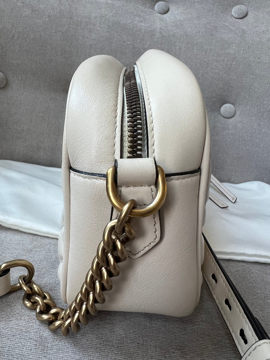Gucci GG White Marmont Small Shoulder Bag