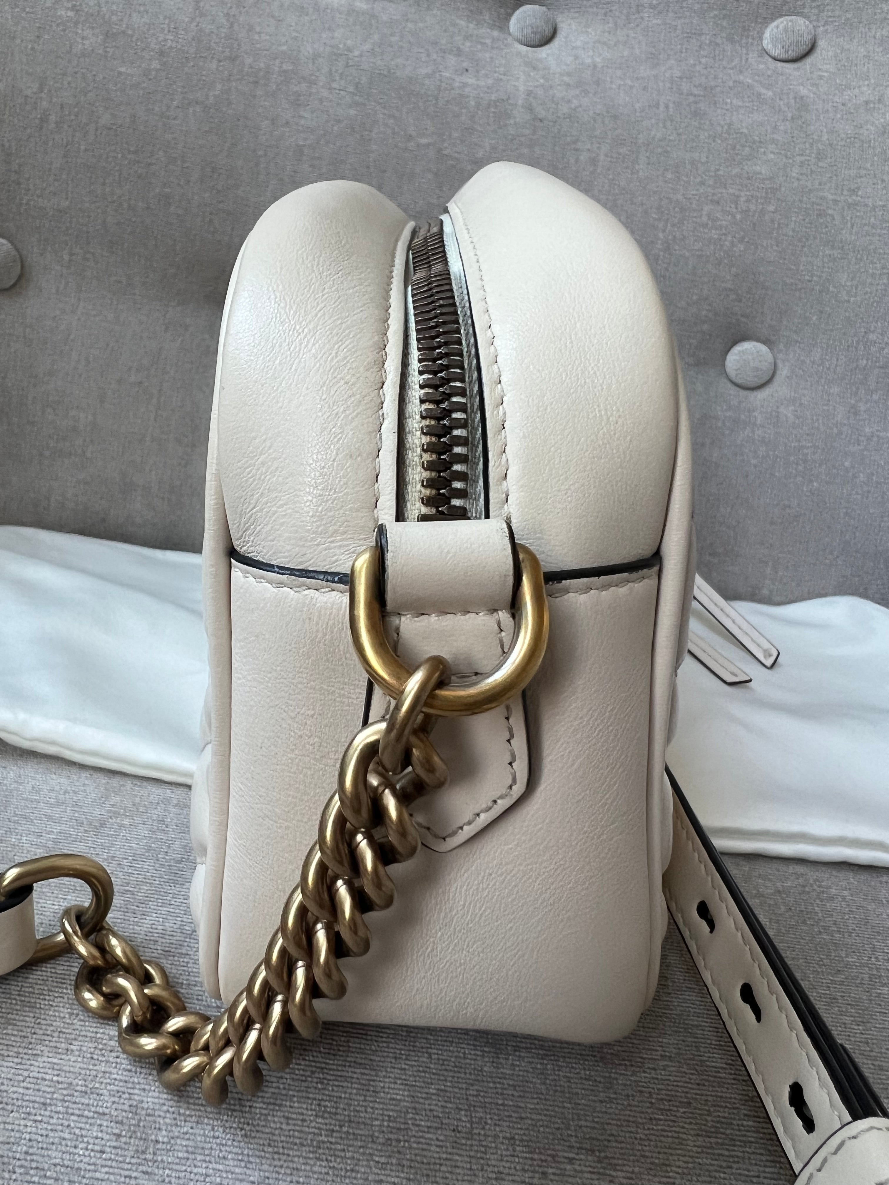 Gucci GG White Marmont Small Shoulder Bag