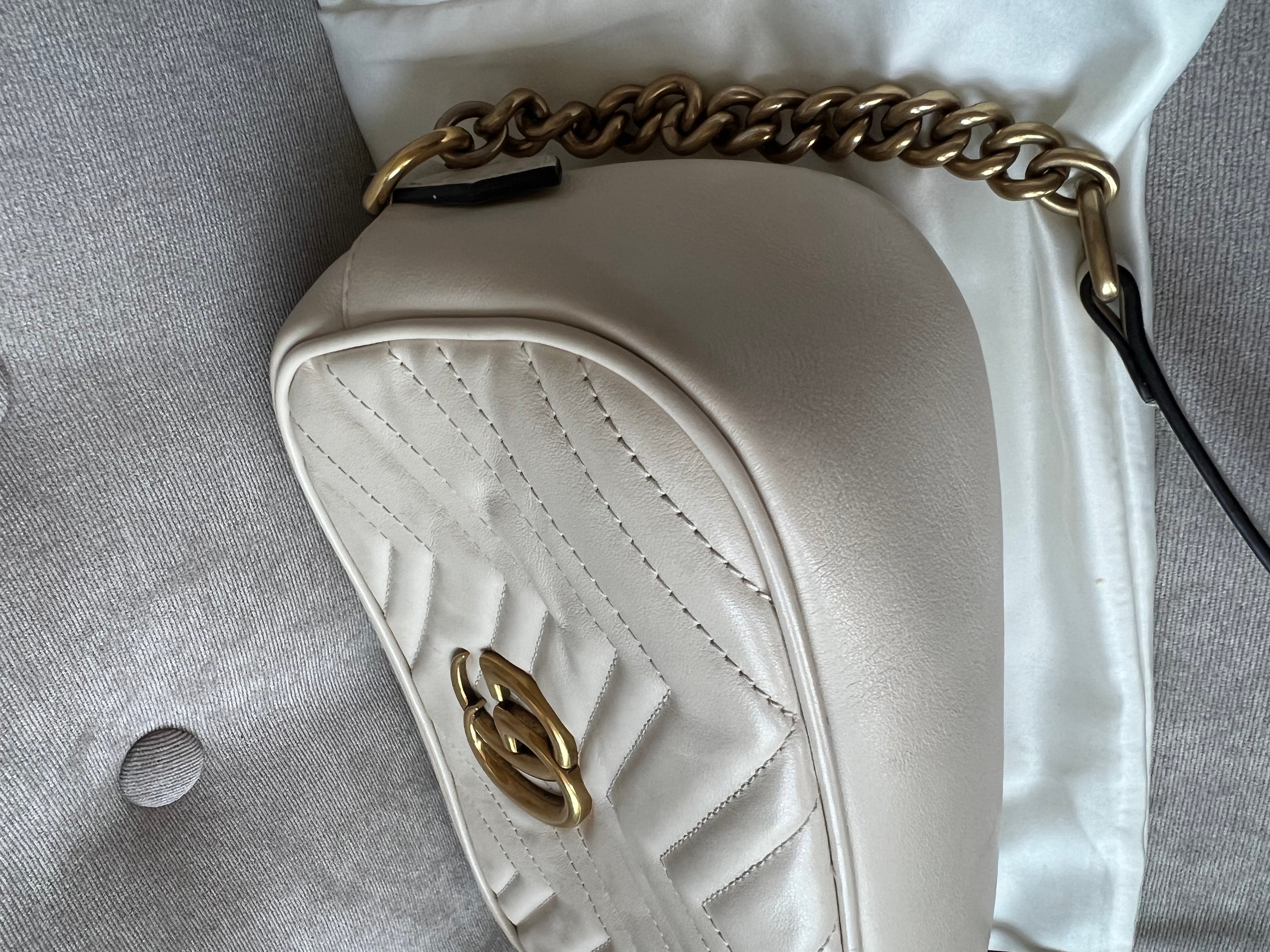 Gucci GG White Marmont Small Shoulder Bag