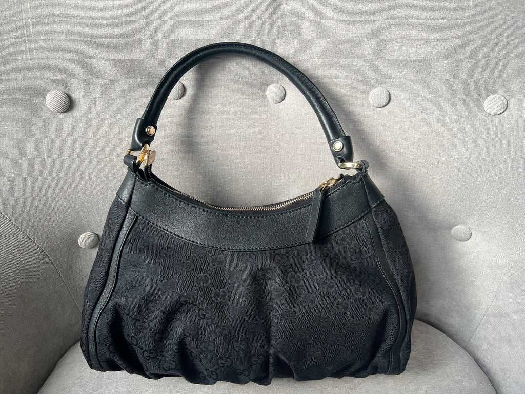Gucci GG Canvas Small Black Abbey D Ring Hobo