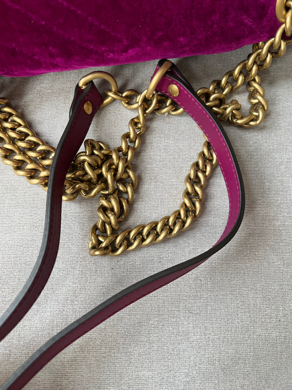 Gucci GG Fuschia Velvet tMarmont Small Shoulder Bag (RRP £1490)