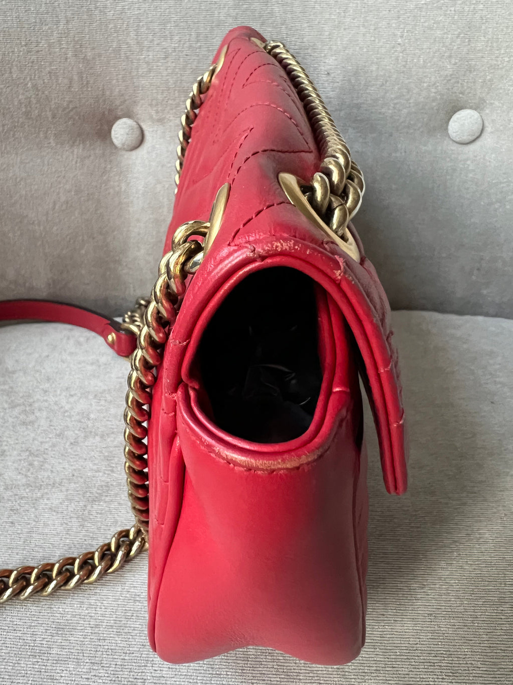Gucci GG Hibiscus Red Marmont Small Shoulder Bag