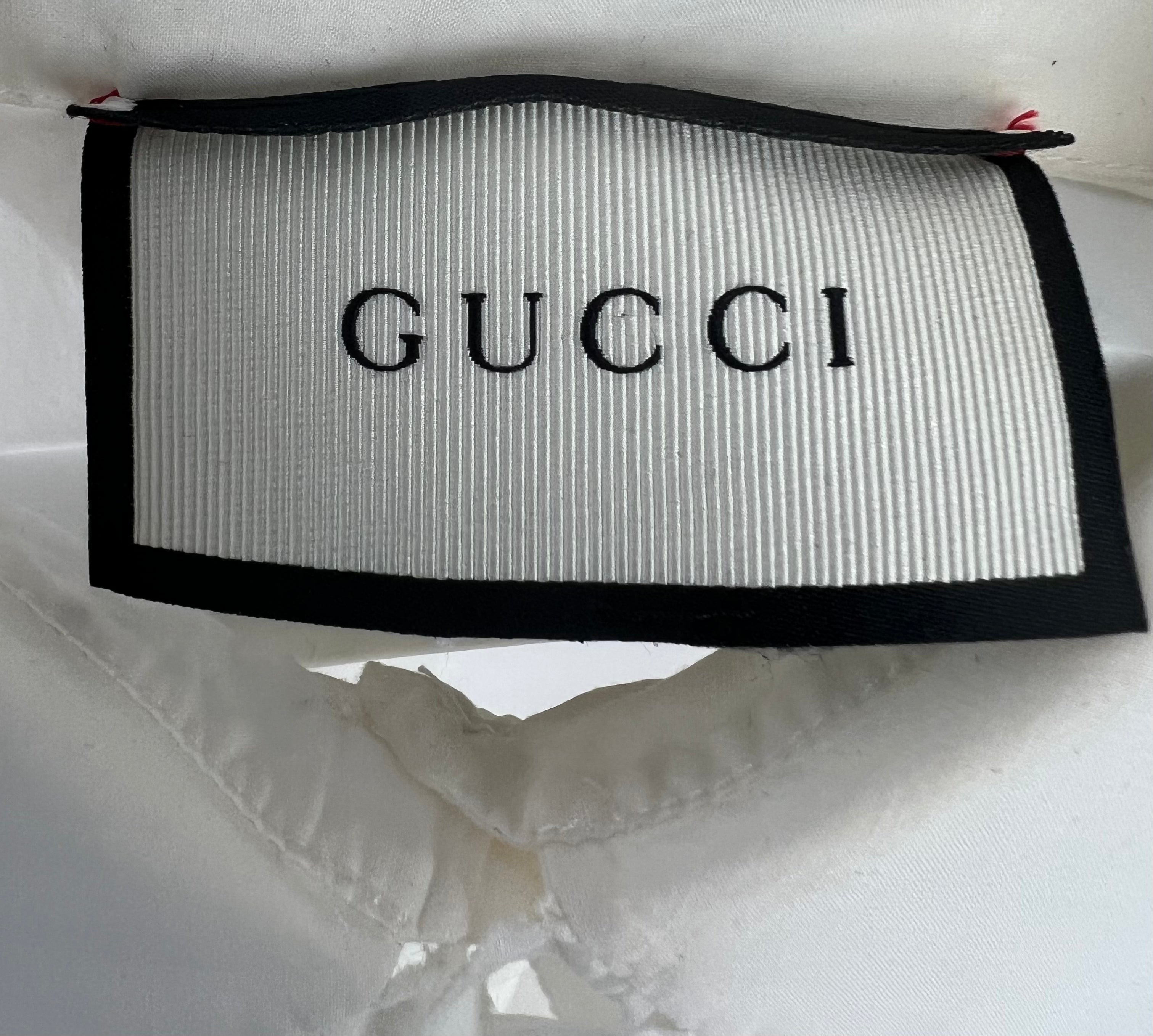 Gucci White Ruched Short Sleeve Blouse with Pearl GG Detailing IT 38 (UK 6)