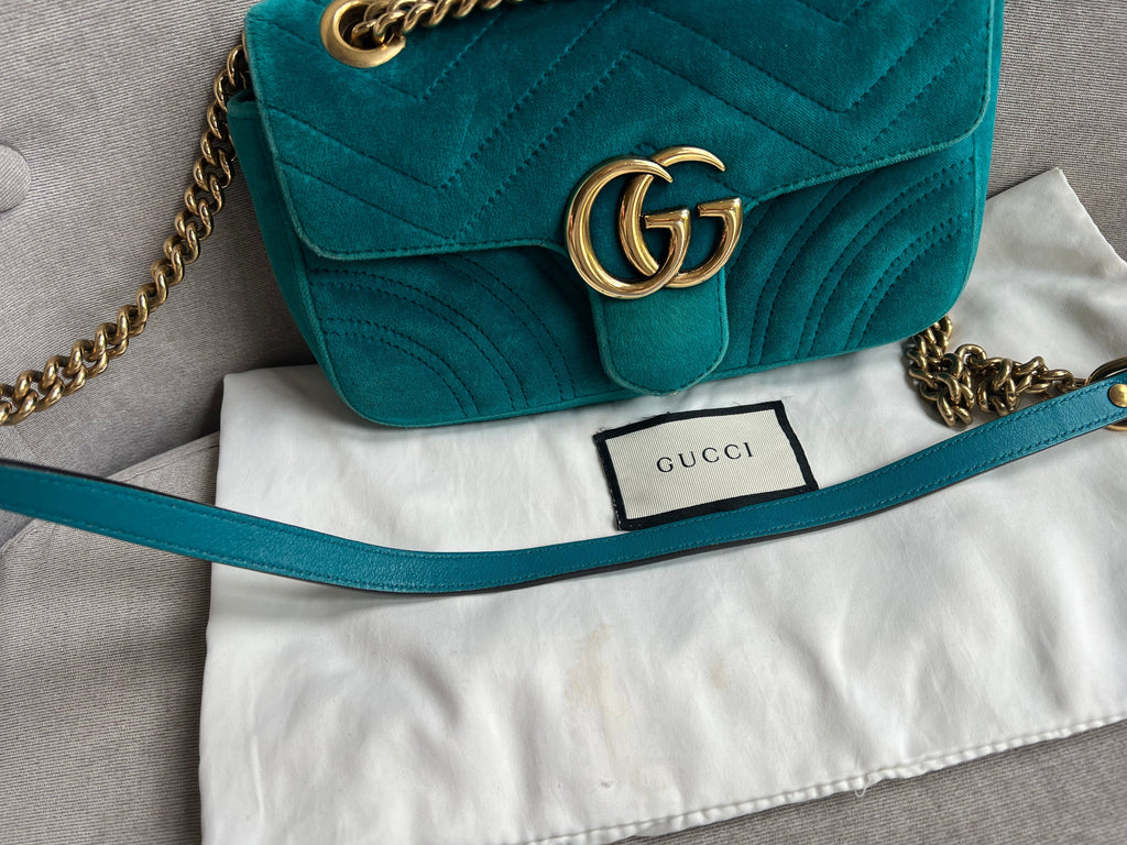 Gucci GG Mini Velvet Marmont Mini Shoulder Bag