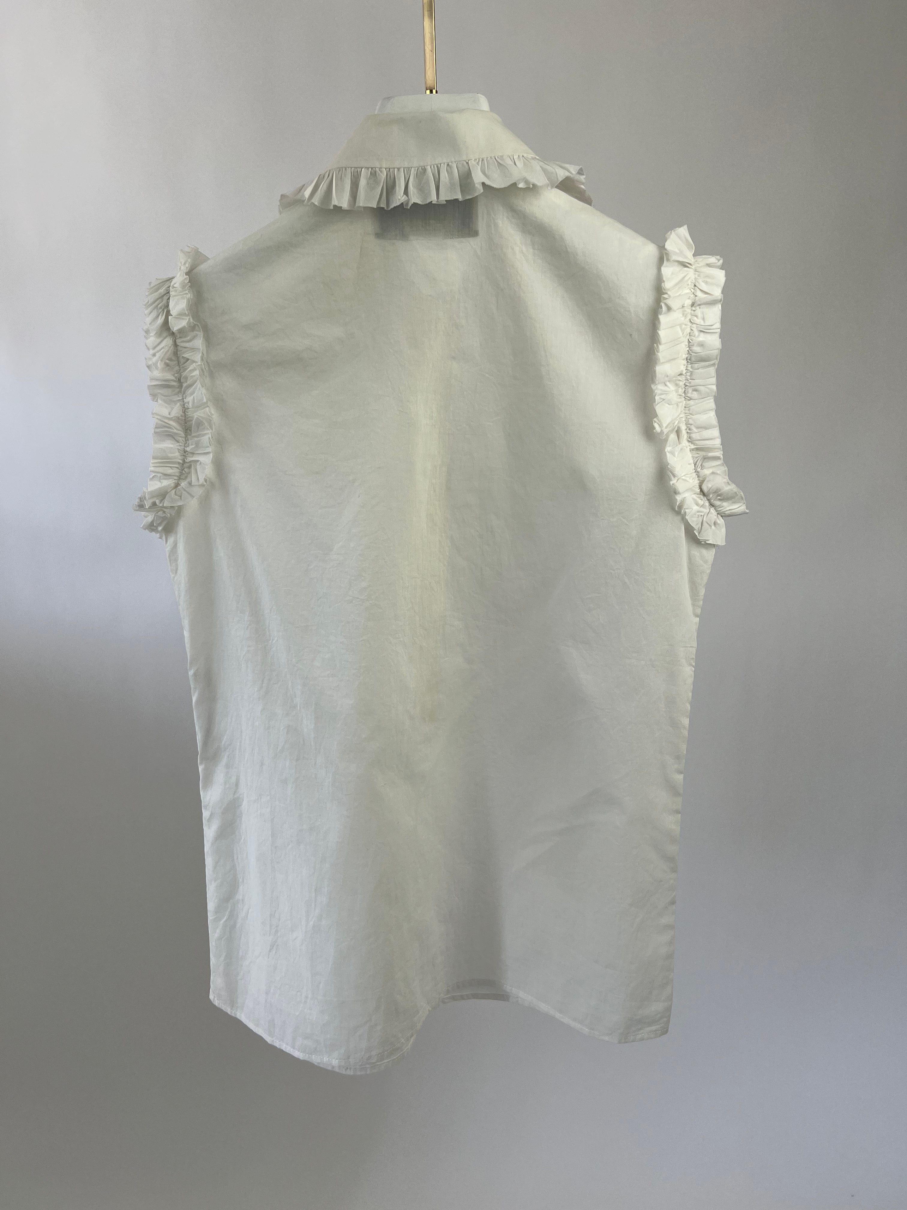 Gucci White Ruched Short Sleeve Blouse with Pearl GG Detailing IT 38 (UK 6)