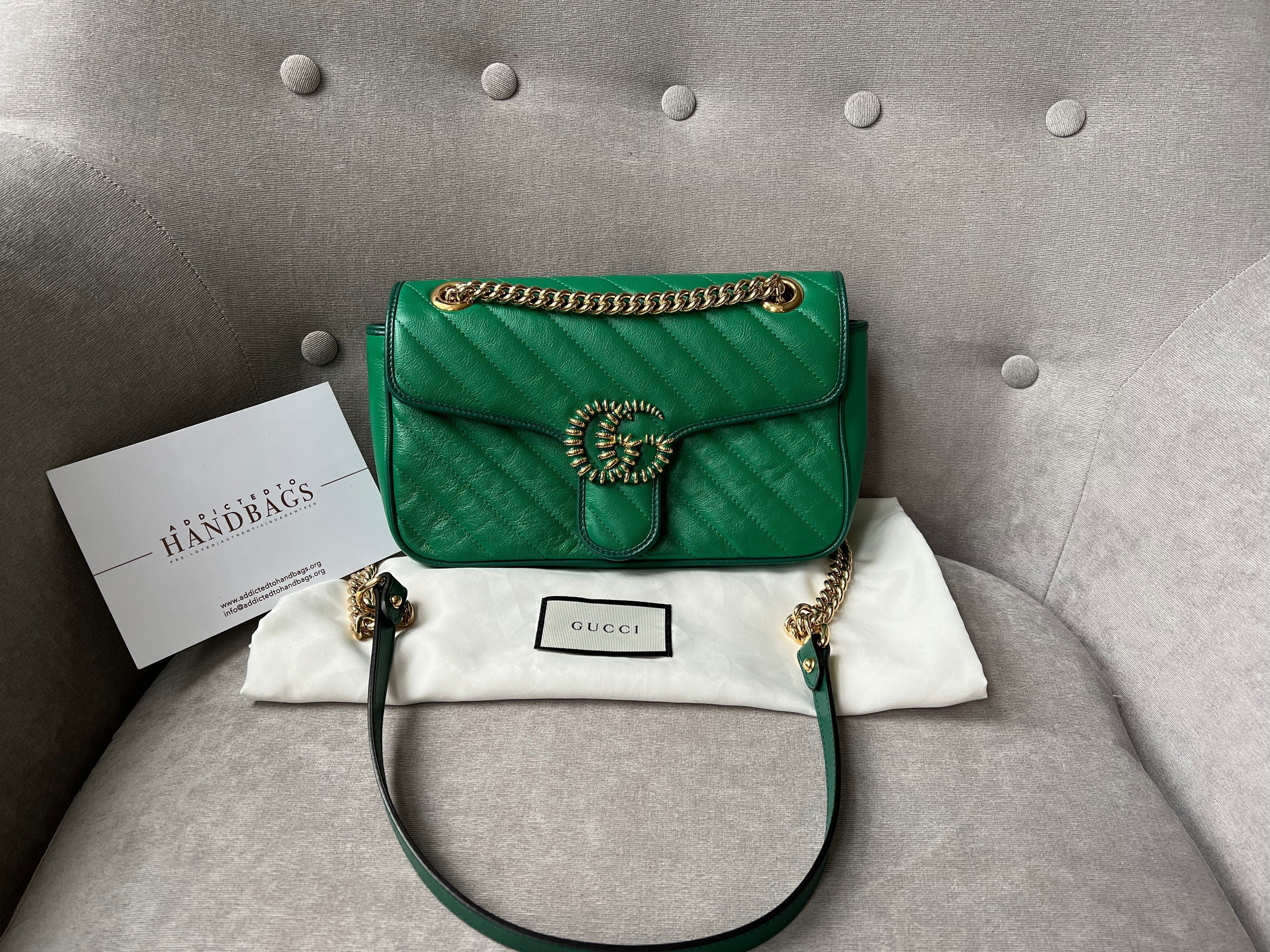 Gucci GG Green Torchon Marmont Small Shoulder Bag