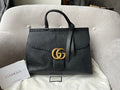 Gucci GG Black Marmont Medium Top Handle Bag