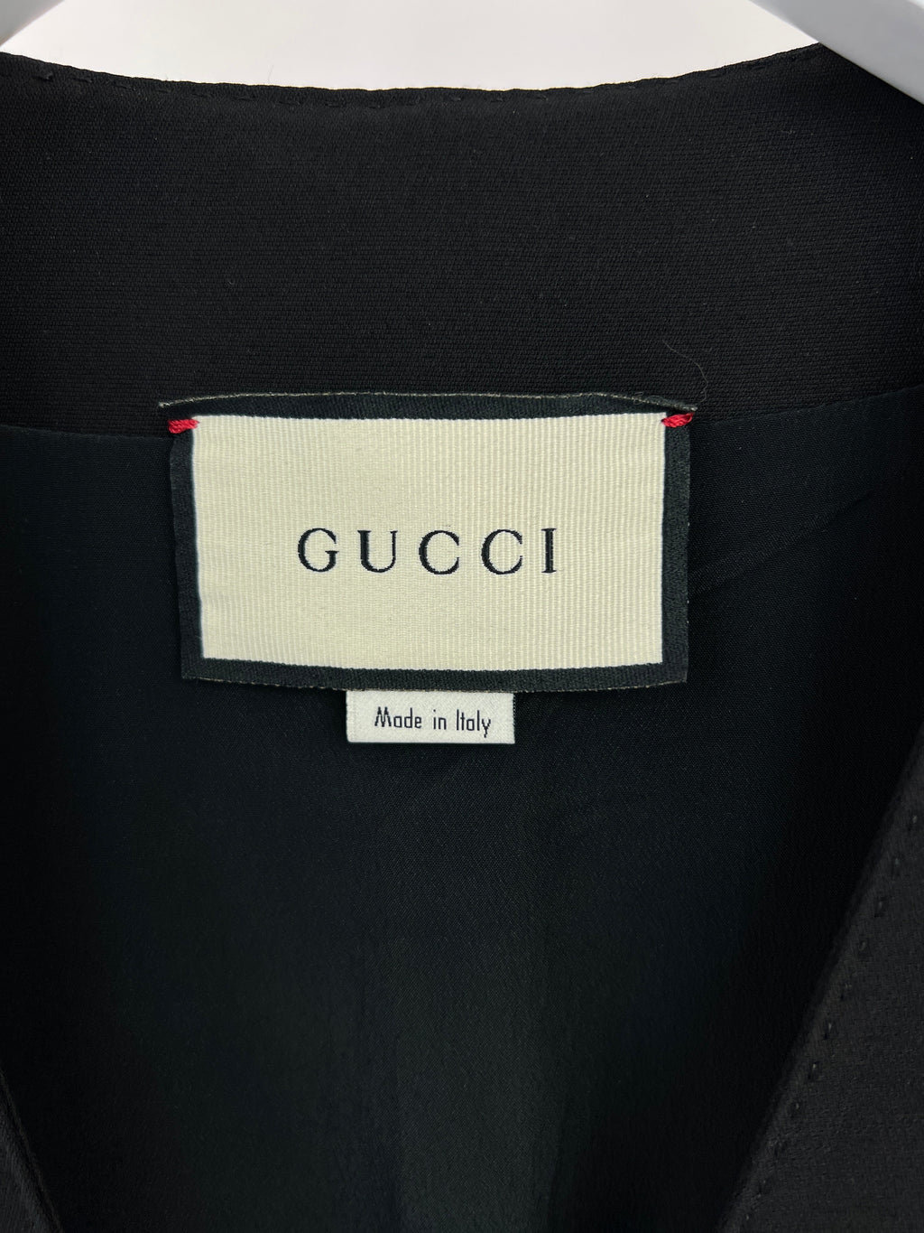 Gucci Black Long-Sleeve V-Neck Jumpsuit with Gold Button Detail Size IT 38 (UK 6)