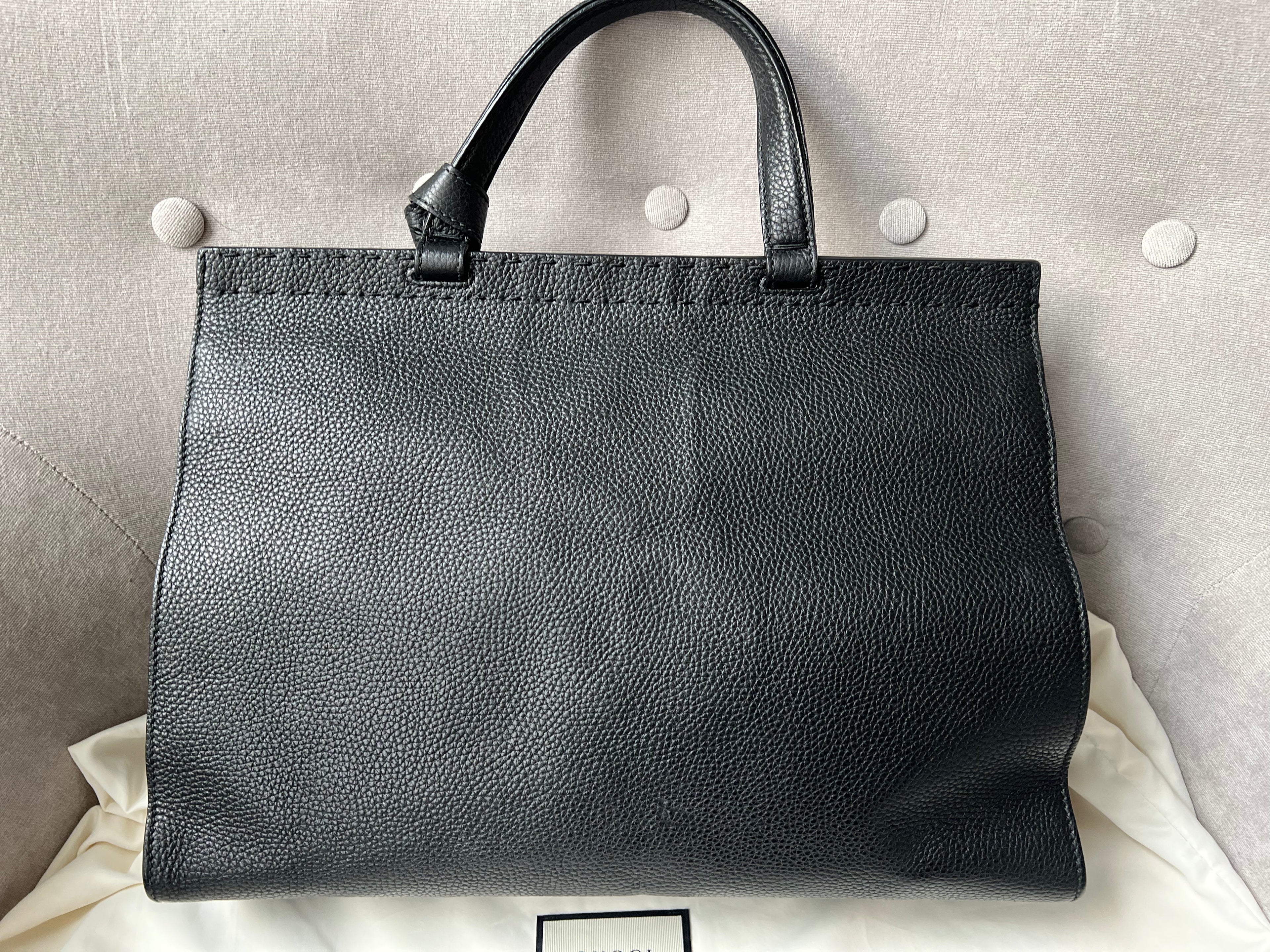 Gucci GG Black Marmont Medium Top Handle Bag
