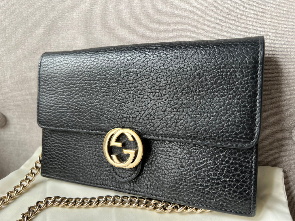 Gucci Black Interlocking Chain Wallet