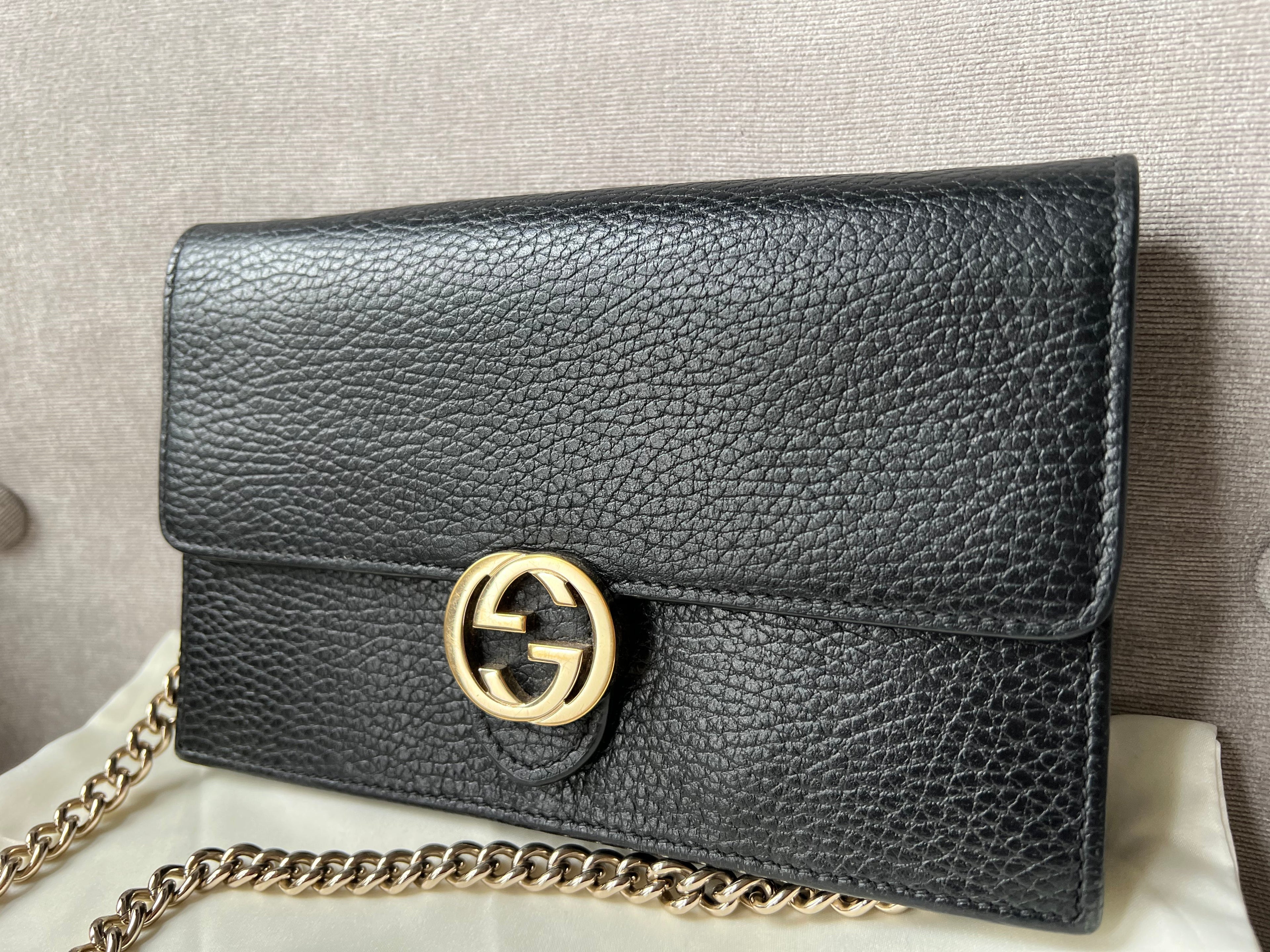 Gucci Black Interlocking Chain Wallet