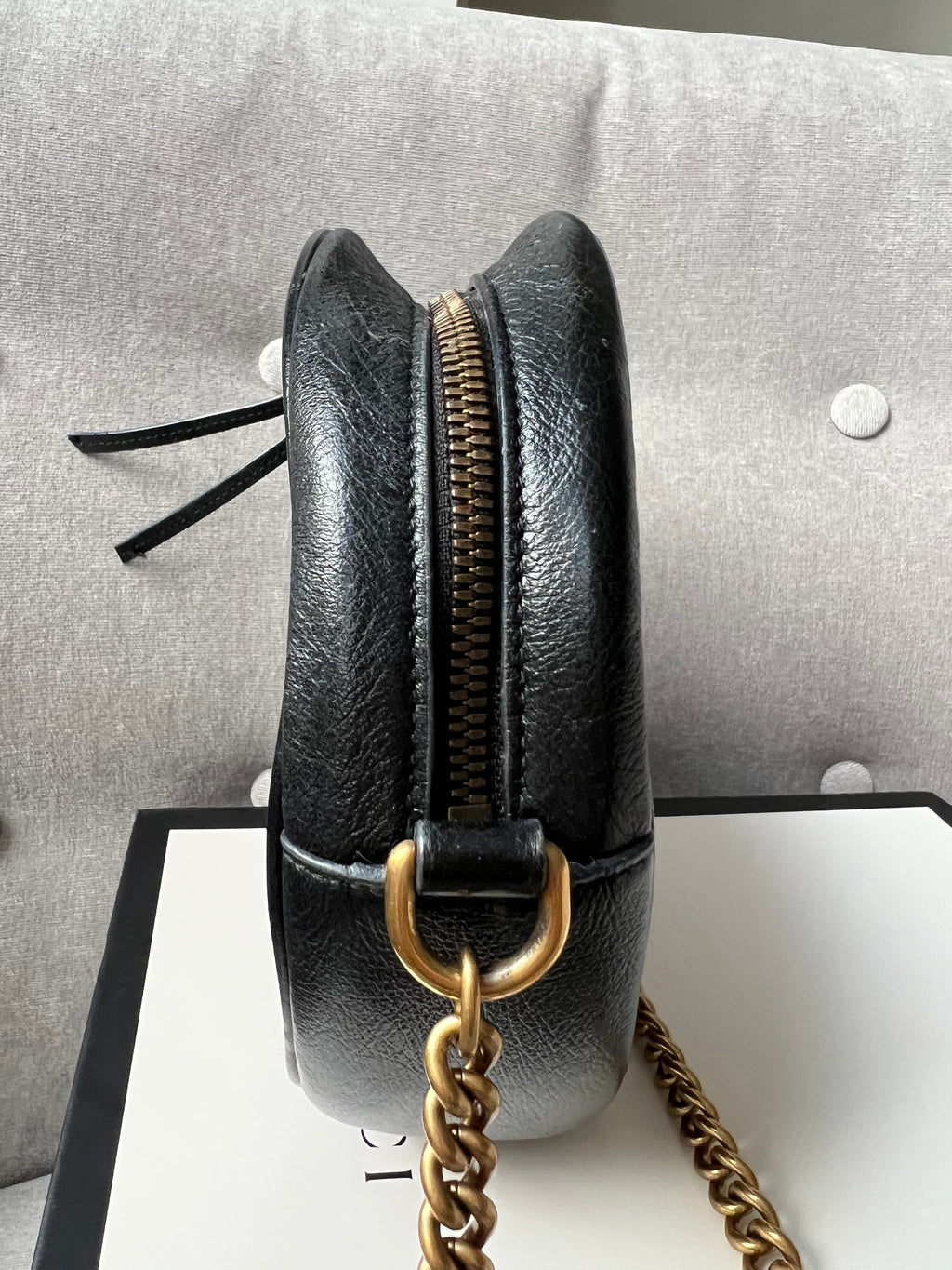 Gucci GG Round Black Marmont Small Shoulder Bag