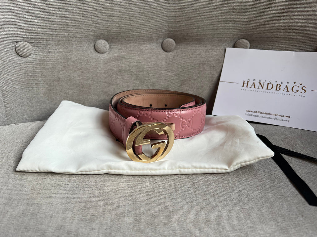 Gucci Pink Guccissima Wide Belt