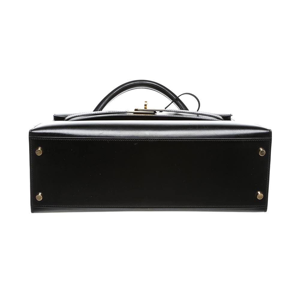 Hermès Kelly 32 Black Box Leather Bag GHW