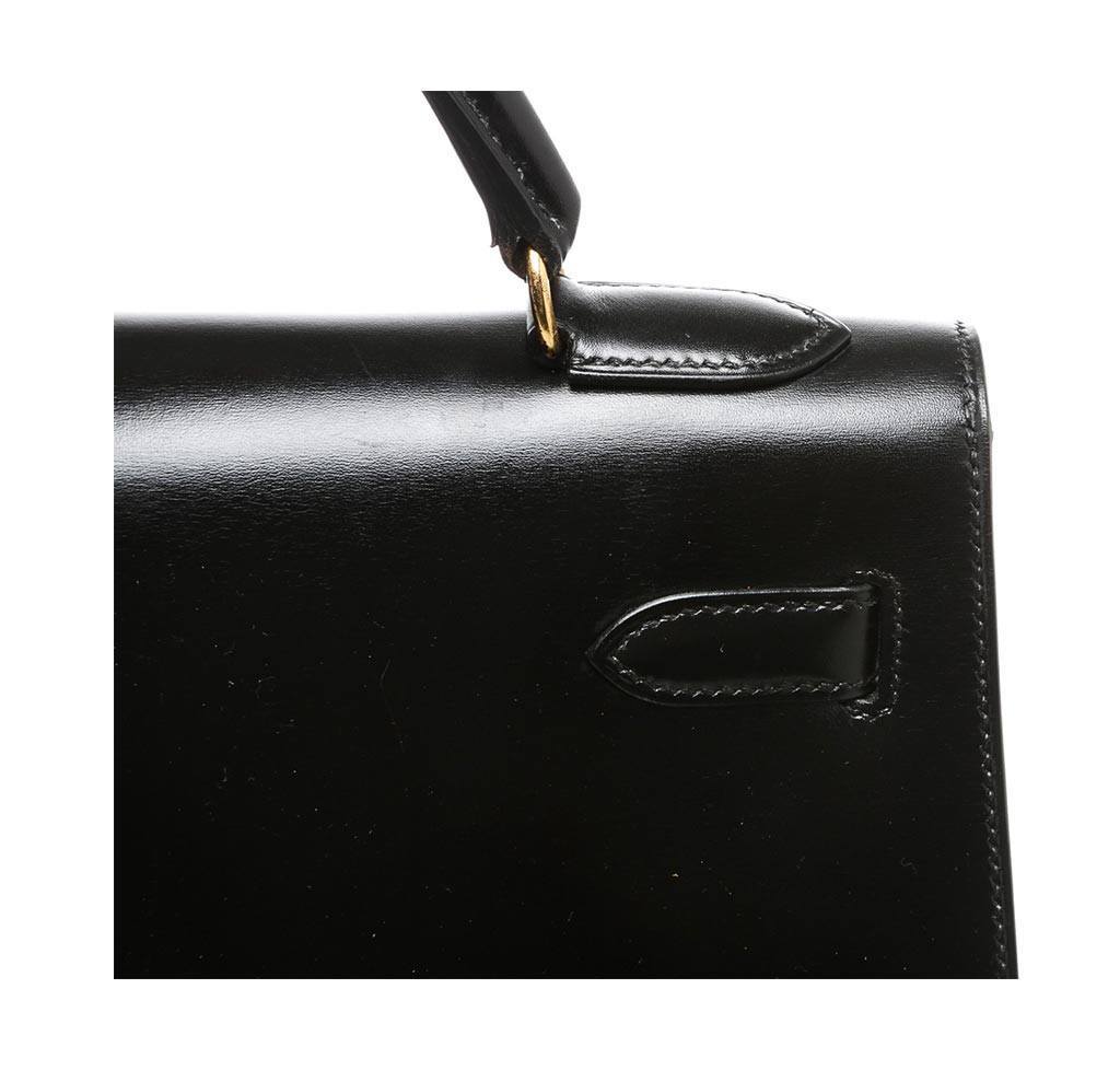 Hermès Kelly 32 Black Box Leather Bag GHW