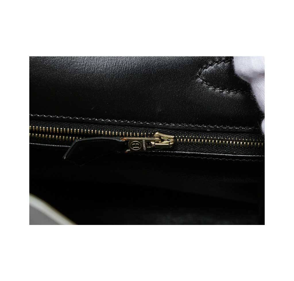Hermès Kelly 32 Black Box Leather Bag GHW