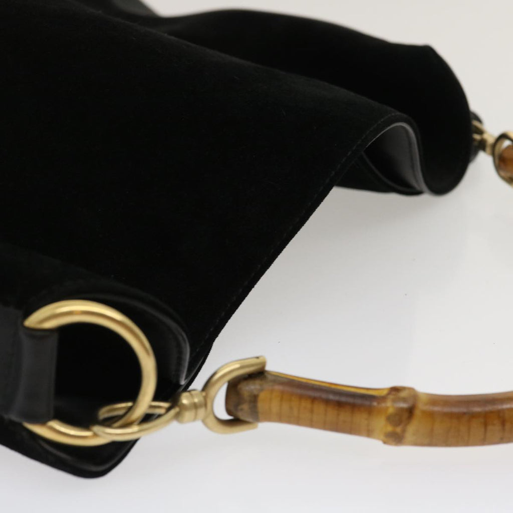 GUCCI Bamboo Shoulder Bag Leather Suede Brown  ki1821