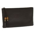 GUCCI Clutch Bag Leather Bamboo Brown Auth ki1847