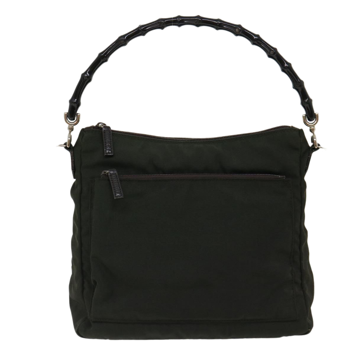 GUCCI Bamboo Shoulder Bag Nylon 2way Khaki 00005092122  ki2191