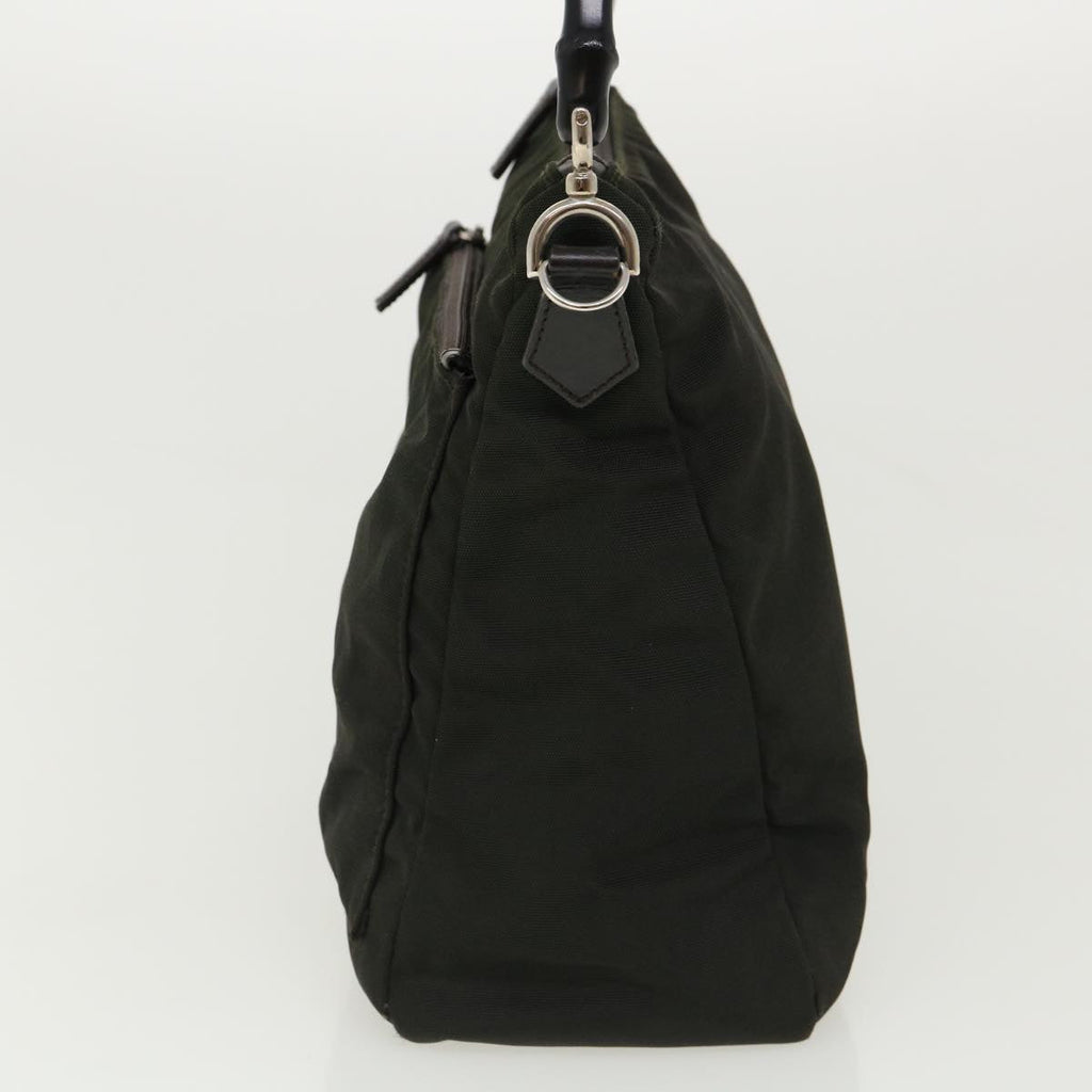GUCCI Bamboo Shoulder Bag Nylon 2way Khaki 00005092122  ki2191