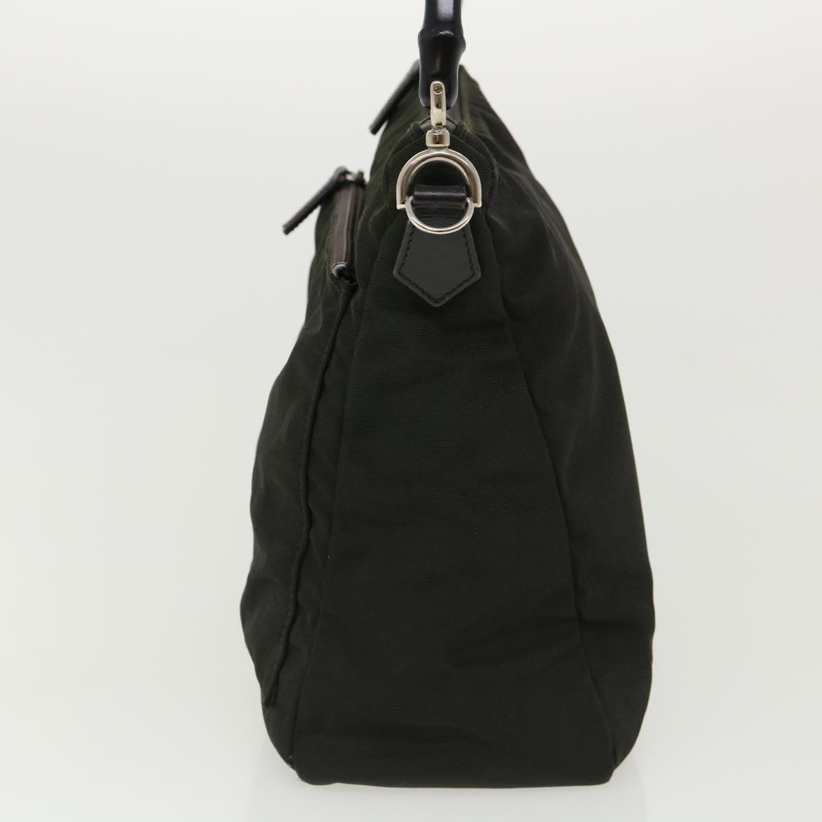 GUCCI Bamboo Shoulder Bag Nylon 2way Khaki 00005092122  ki2191