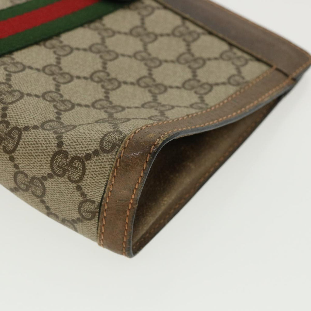 GUCCI GG Canvas Web Sherry Line Clutch Bag Beige Red Green 8901001  ki2301