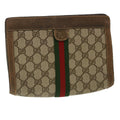 GUCCI GG Canvas Web Sherry Line Clutch Bag Beige Red Green 8901001  ki2301