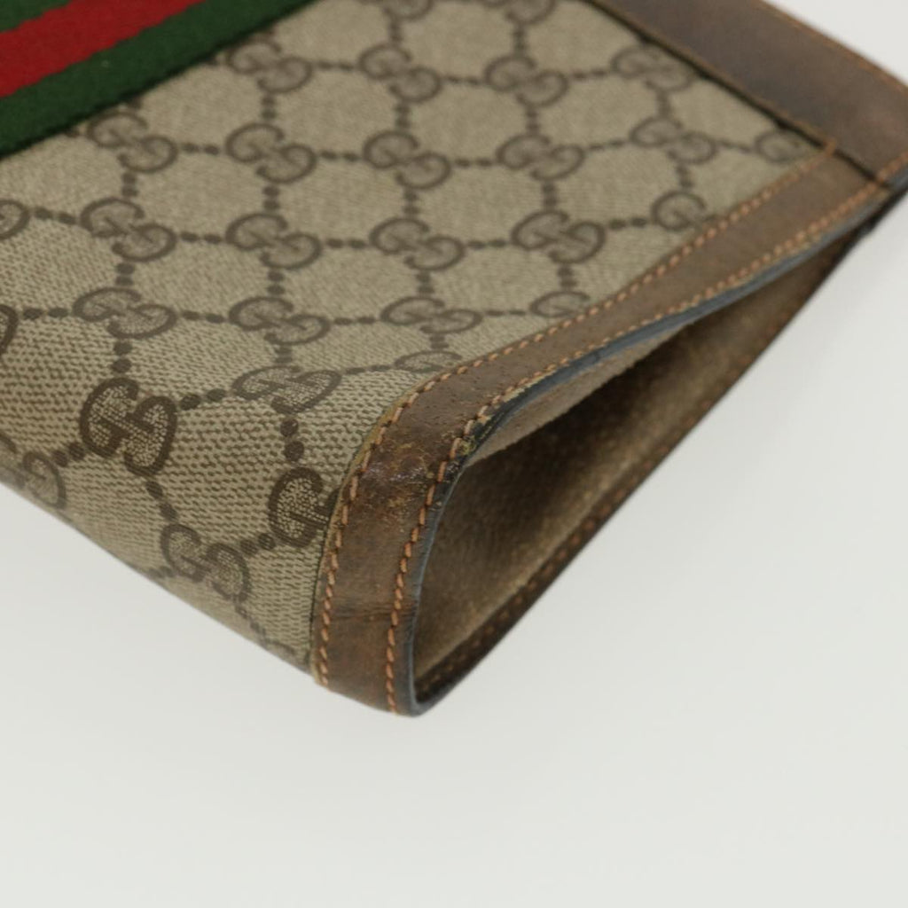 GUCCI GG Canvas Web Sherry Line Clutch Bag Beige Red Green 8901001  ki2301
