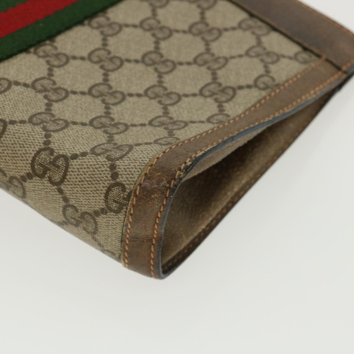 GUCCI GG Canvas Web Sherry Line Clutch Bag Beige Red Green 8901001  ki2301
