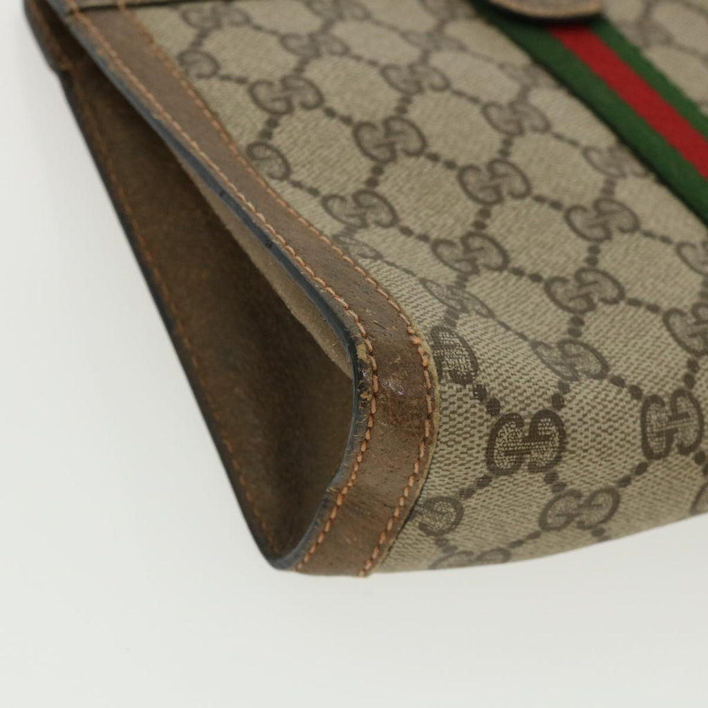 GUCCI GG Canvas Web Sherry Line Clutch Bag Beige Red Green 8901001  ki2301