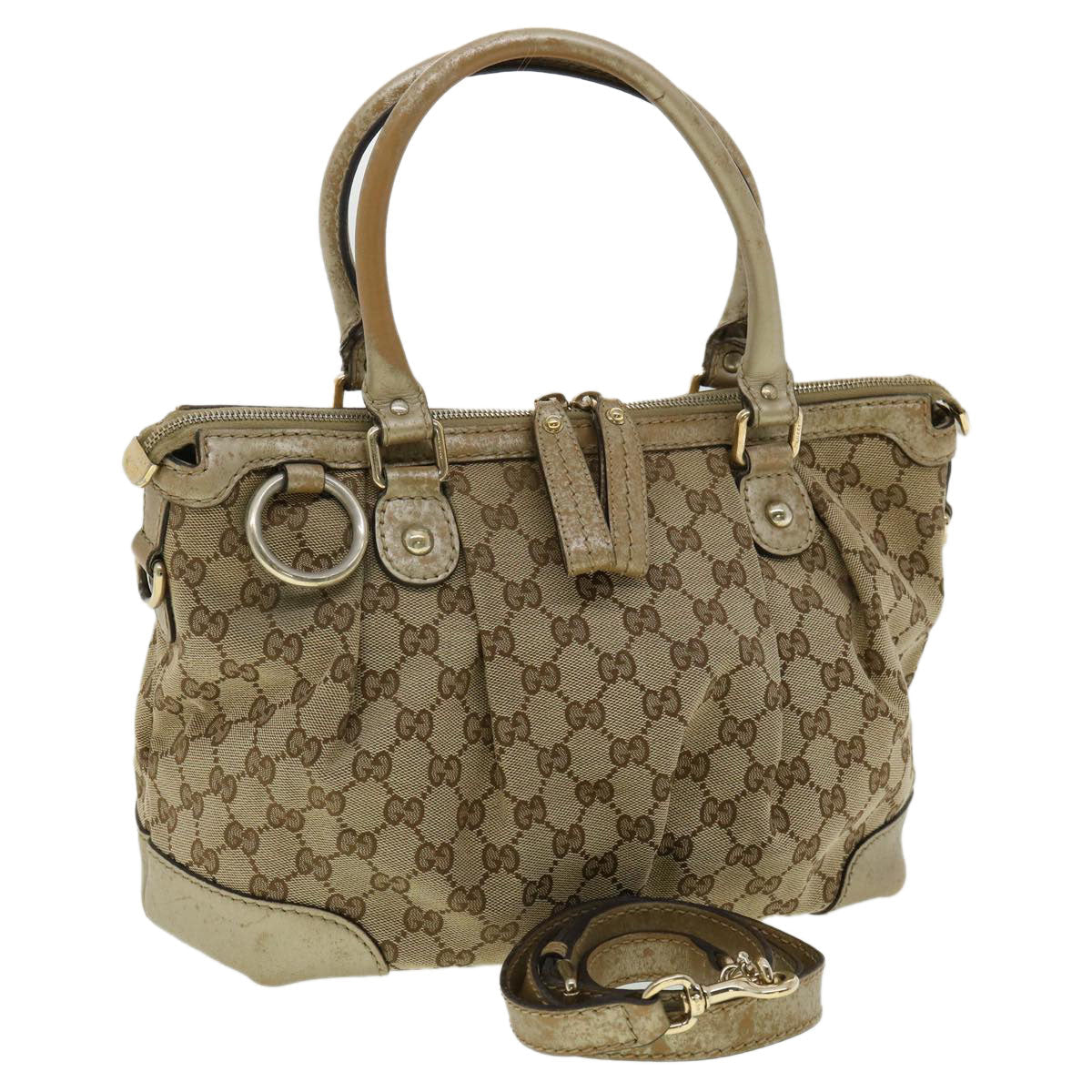 GUCCI GG Canvas Shoulder Bag 2way Beige  ki2405