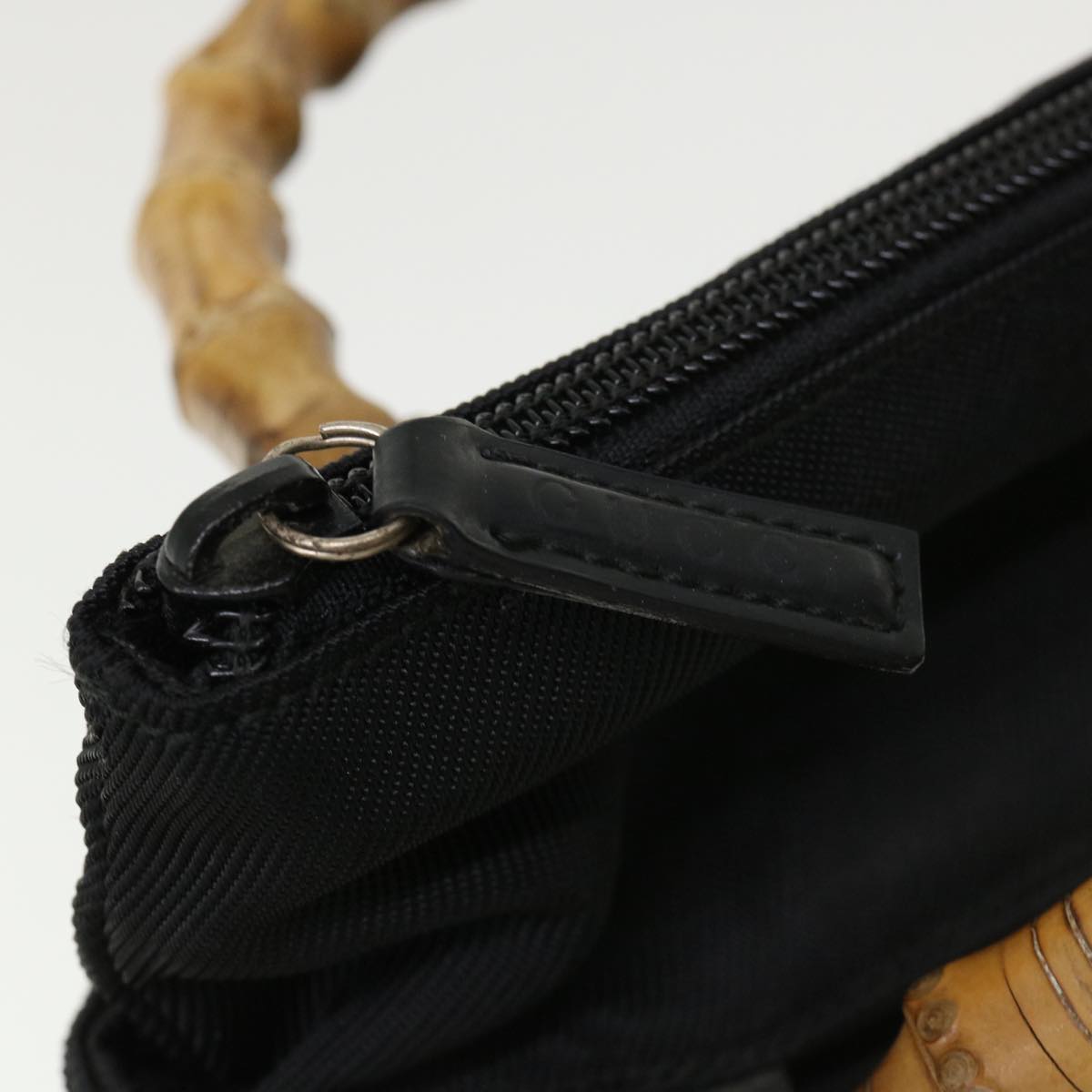 GUCCI Bamboo Hand Bag Nylon Black  ki2495