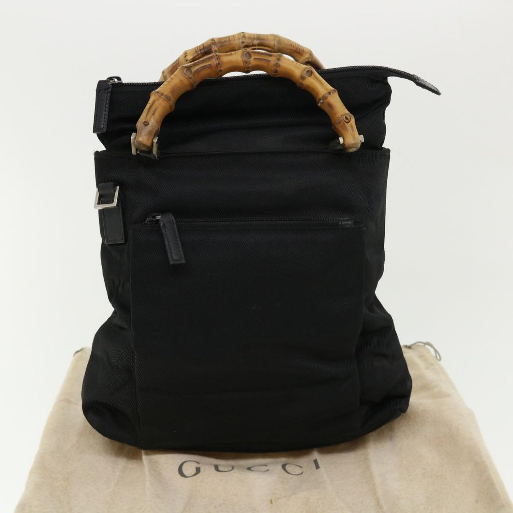 GUCCI Bamboo Hand Bag Nylon Black  ki2495