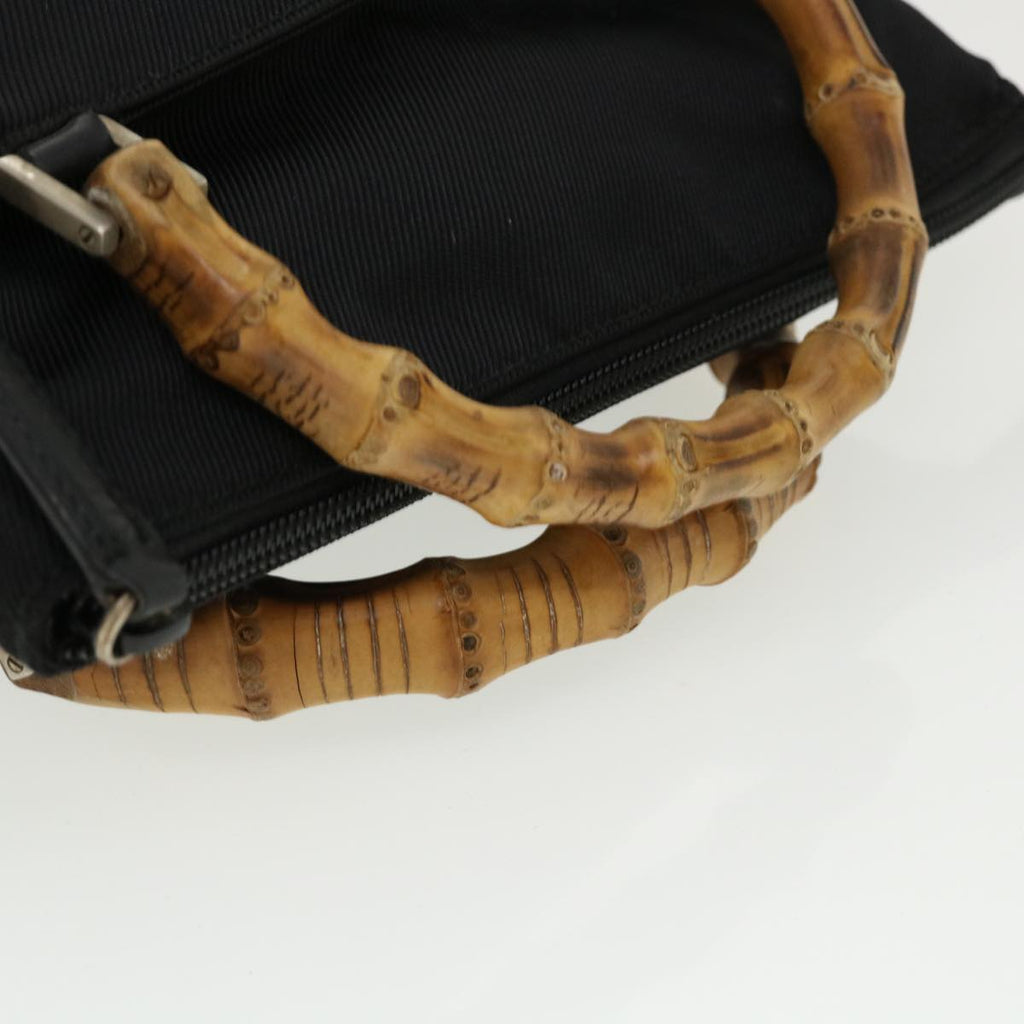 GUCCI Bamboo Hand Bag Nylon Black  ki2495